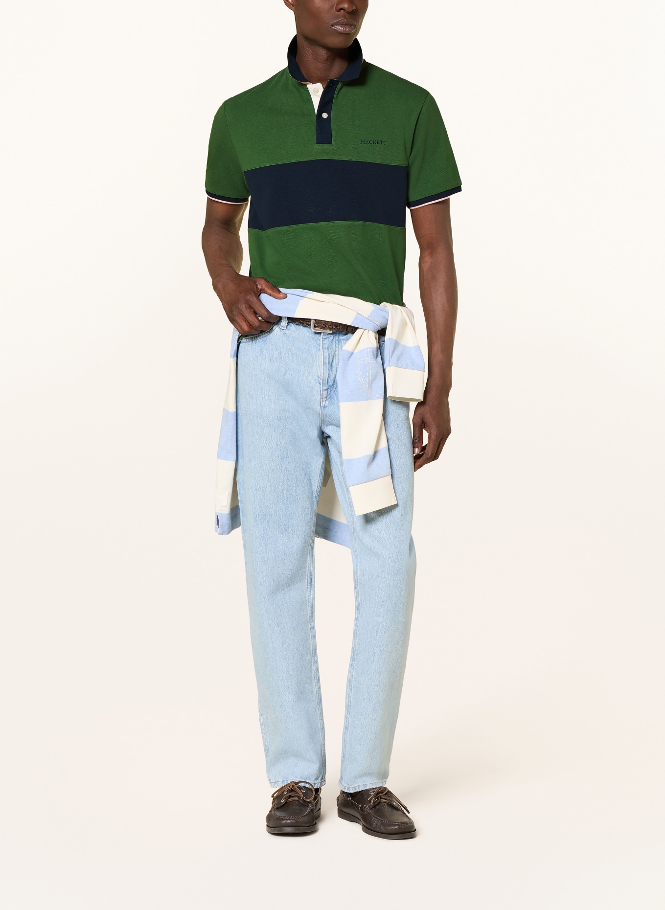 HACKETT LONDON Polokošile z piké: ZELENÁ / TMAVĚ ORANŽOVÁ / TMAVĚ MODRÁ