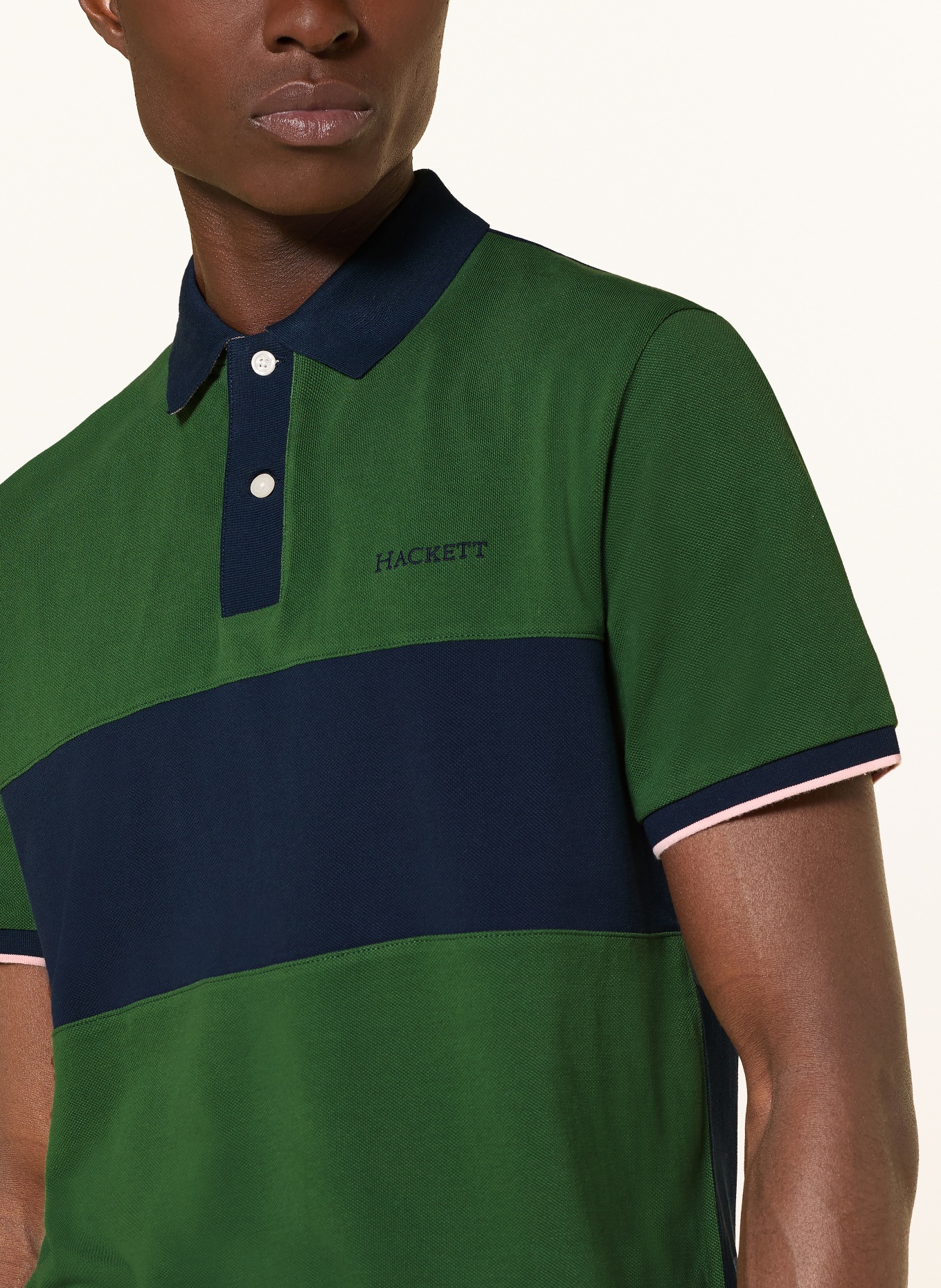 HACKETT LONDON Polokošile z piké: ZELENÁ / TMAVĚ ORANŽOVÁ / TMAVĚ MODRÁ