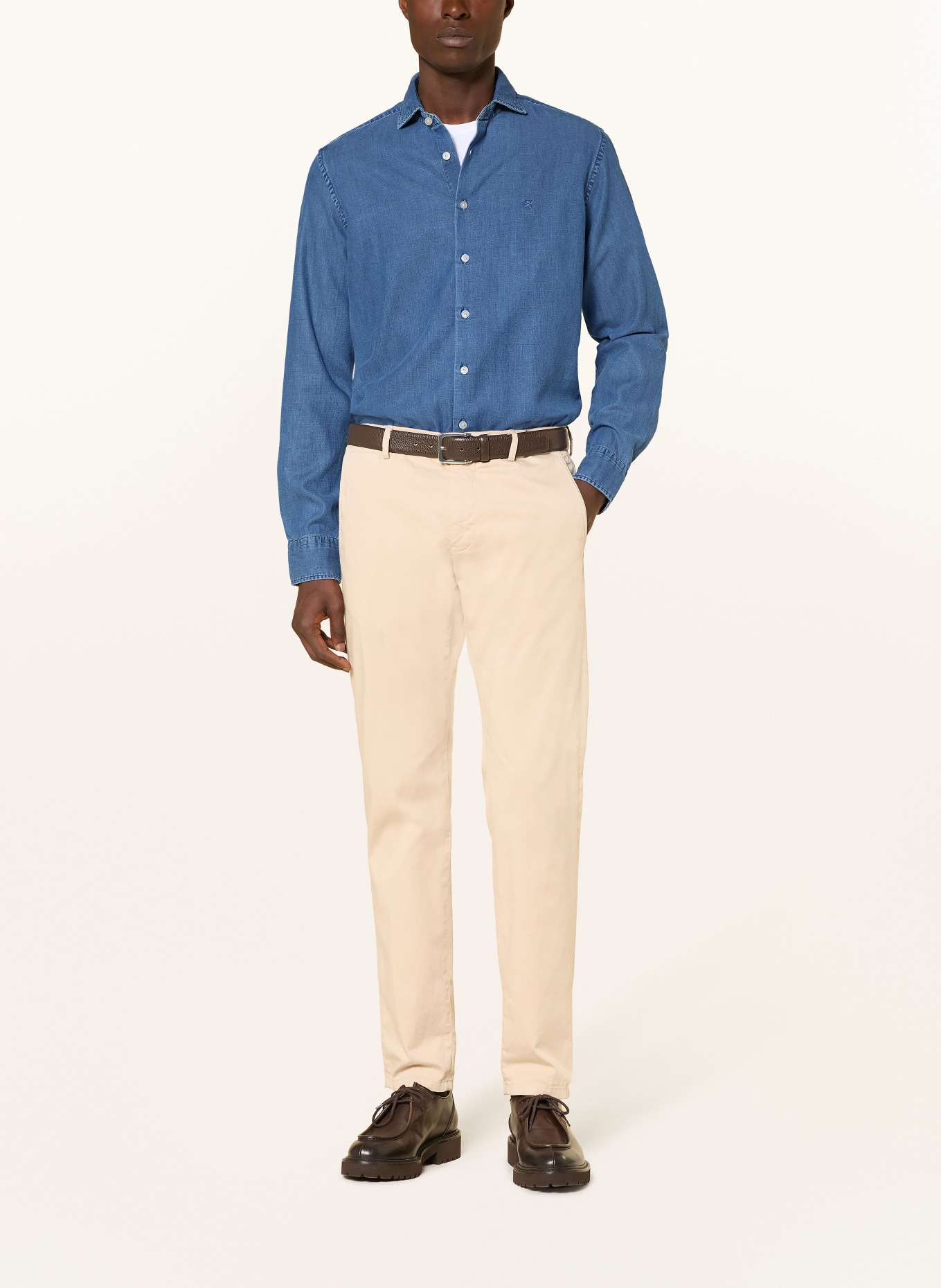 HACKETT LONDON Tailored-Fit Shirt with a Denim Look: BLUE