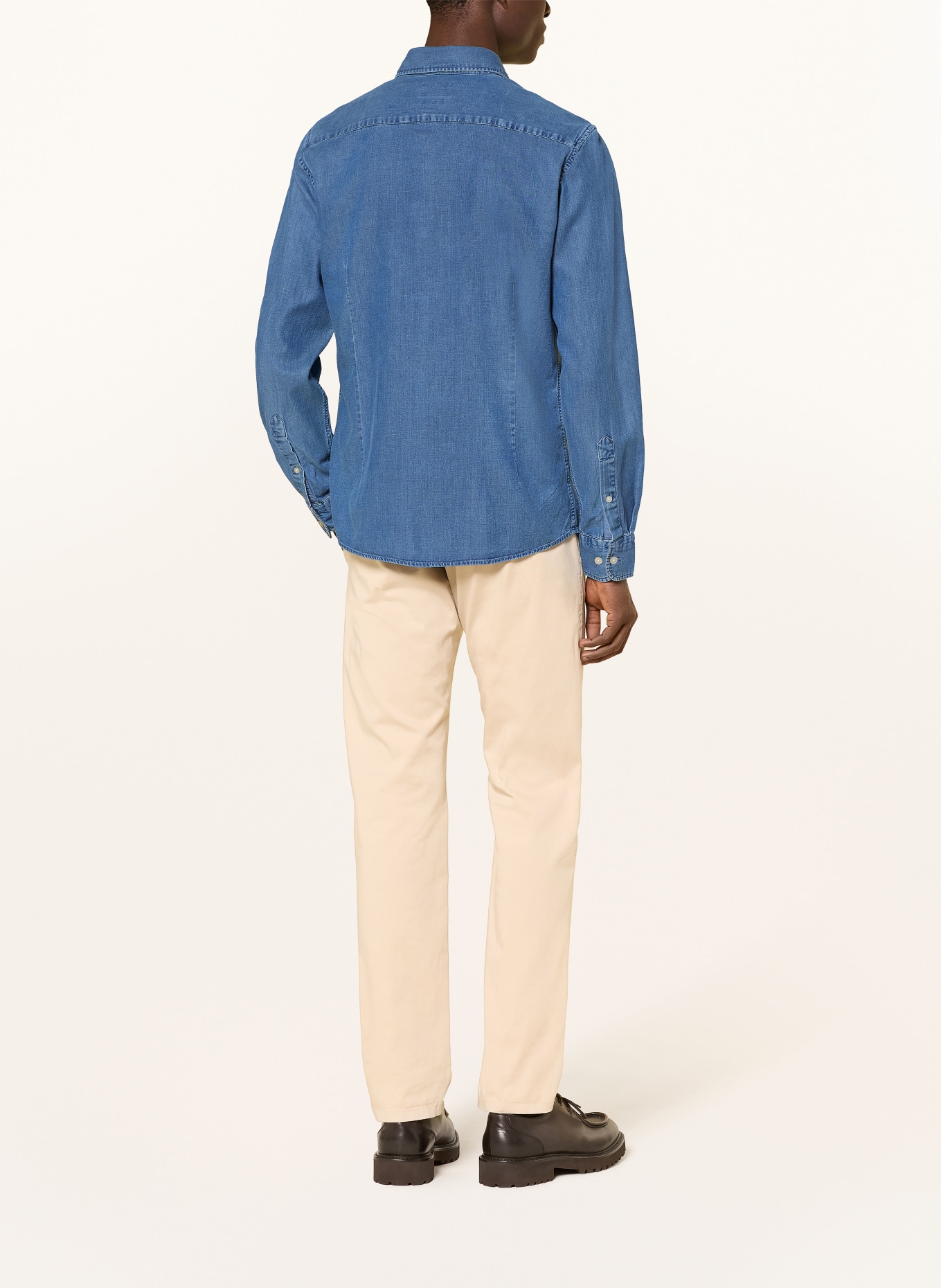 HACKETT LONDON Tailored-Fit Shirt with a Denim Look: BLUE