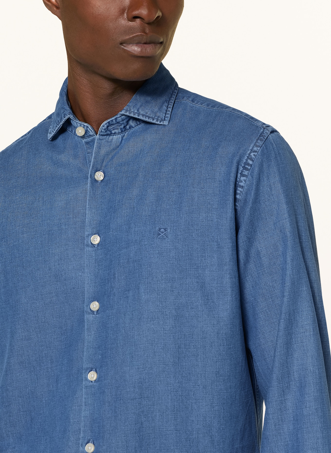 HACKETT LONDON Tailored-Fit Shirt with a Denim Look: BLUE