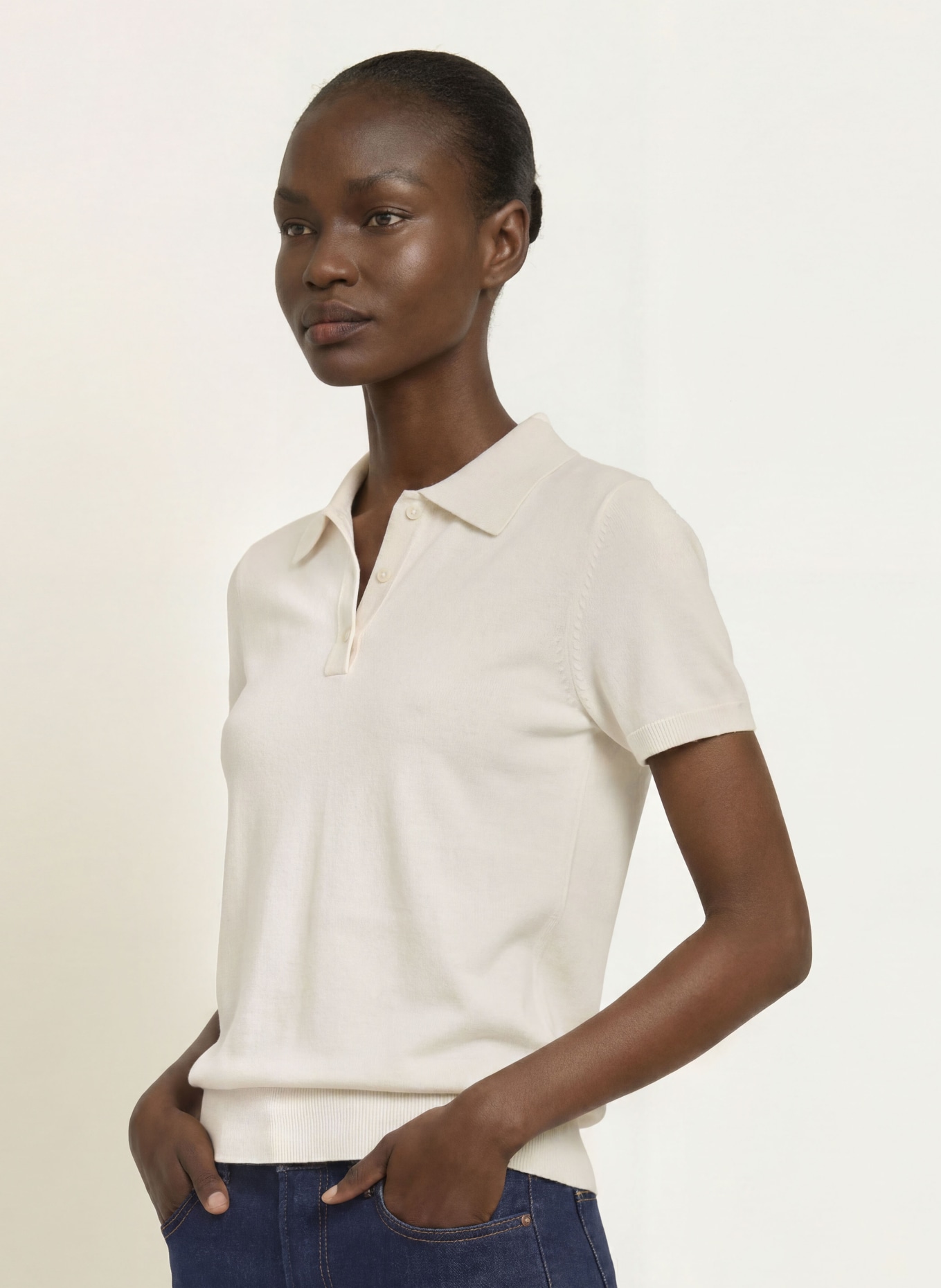 Calvin Klein Pletená polokošile: KRÉMOVÁ
