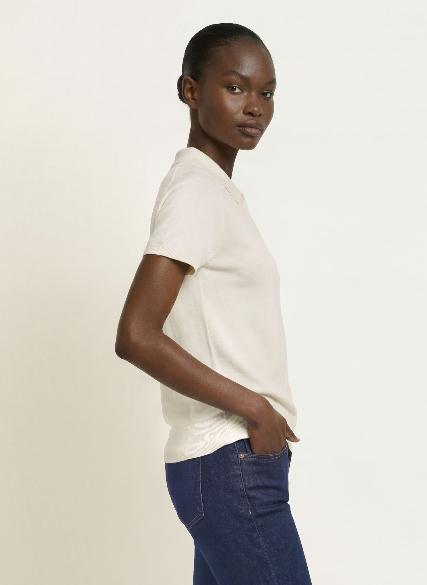 Calvin Klein Pletená polokošile: KRÉMOVÁ