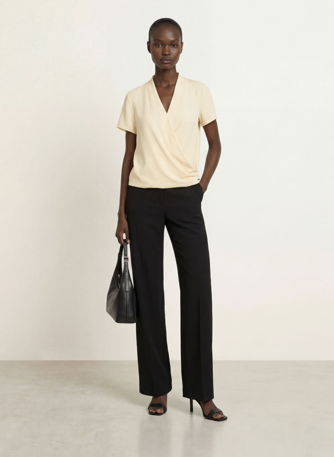 Calvin Klein Wrap-style blouse: LIGHT YELLOW