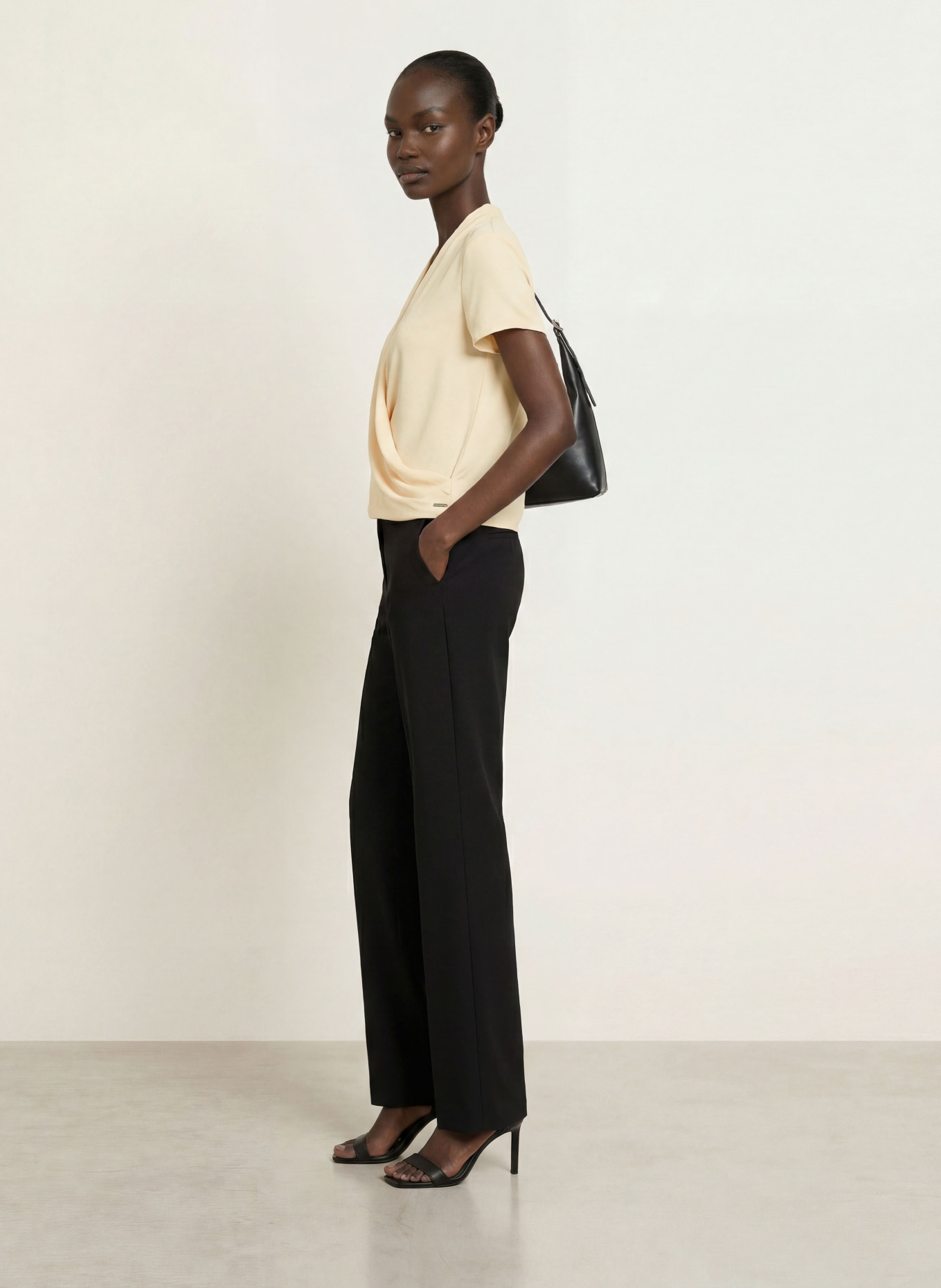 Calvin Klein Wrap-style blouse: LIGHT YELLOW