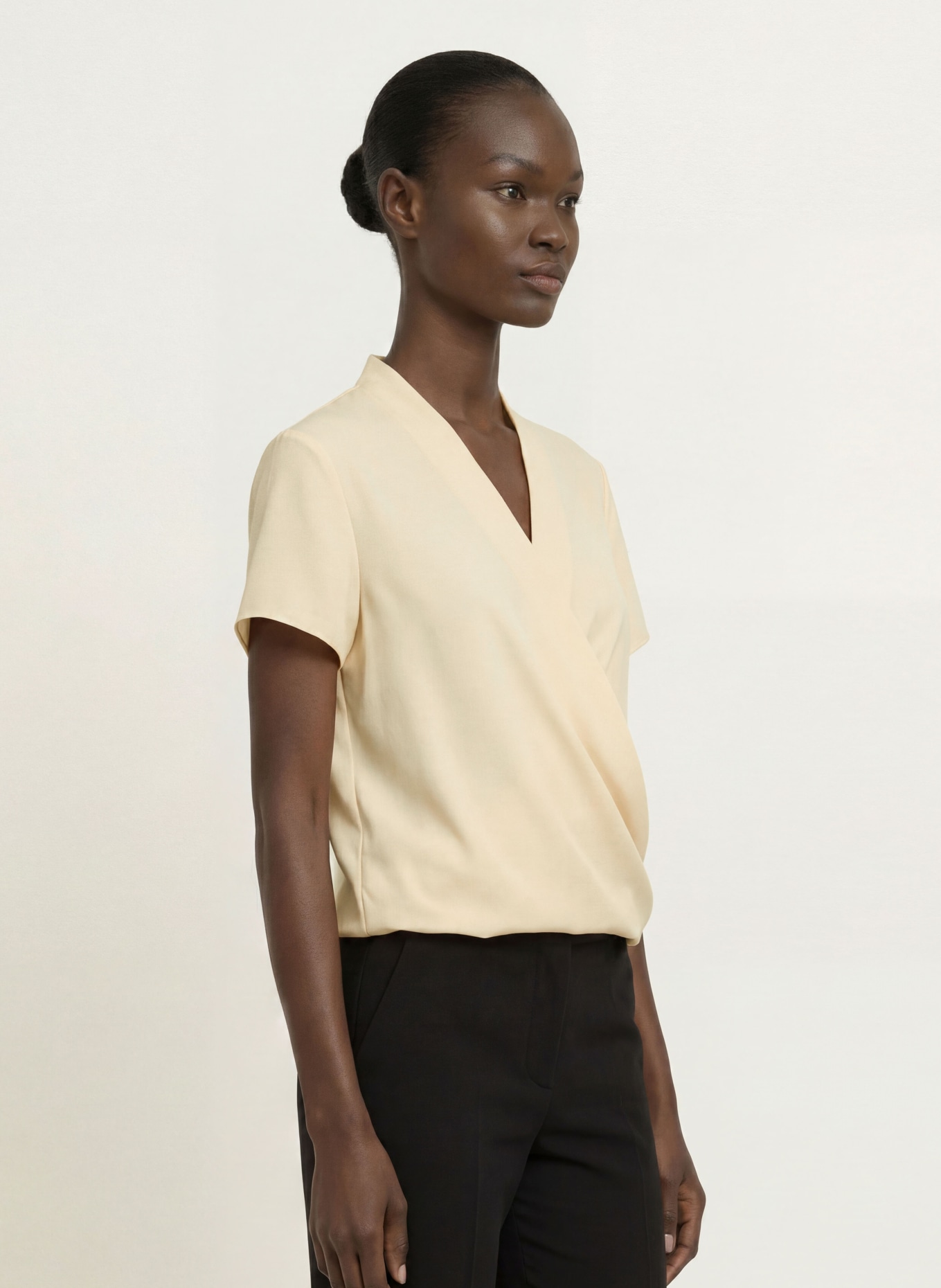 Calvin Klein Wrap-style blouse: LIGHT YELLOW