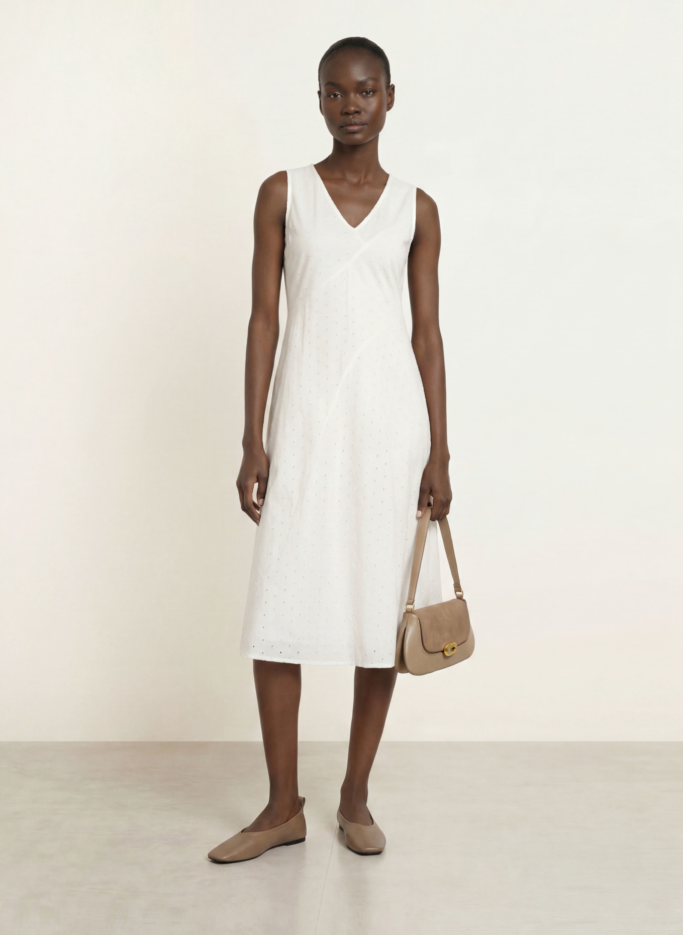 Calvin Klein Kleid aus Lochspitze: ECRU