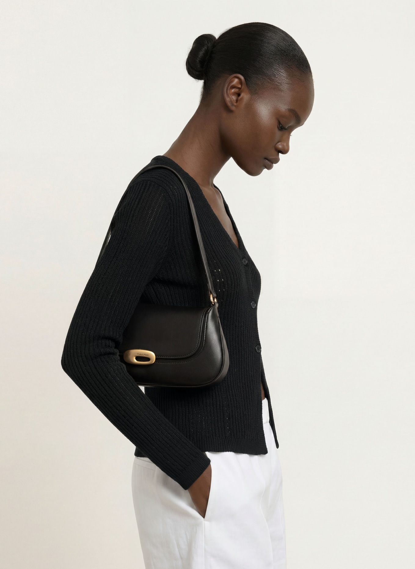 Calvin Klein Gebreid vest: ZWART