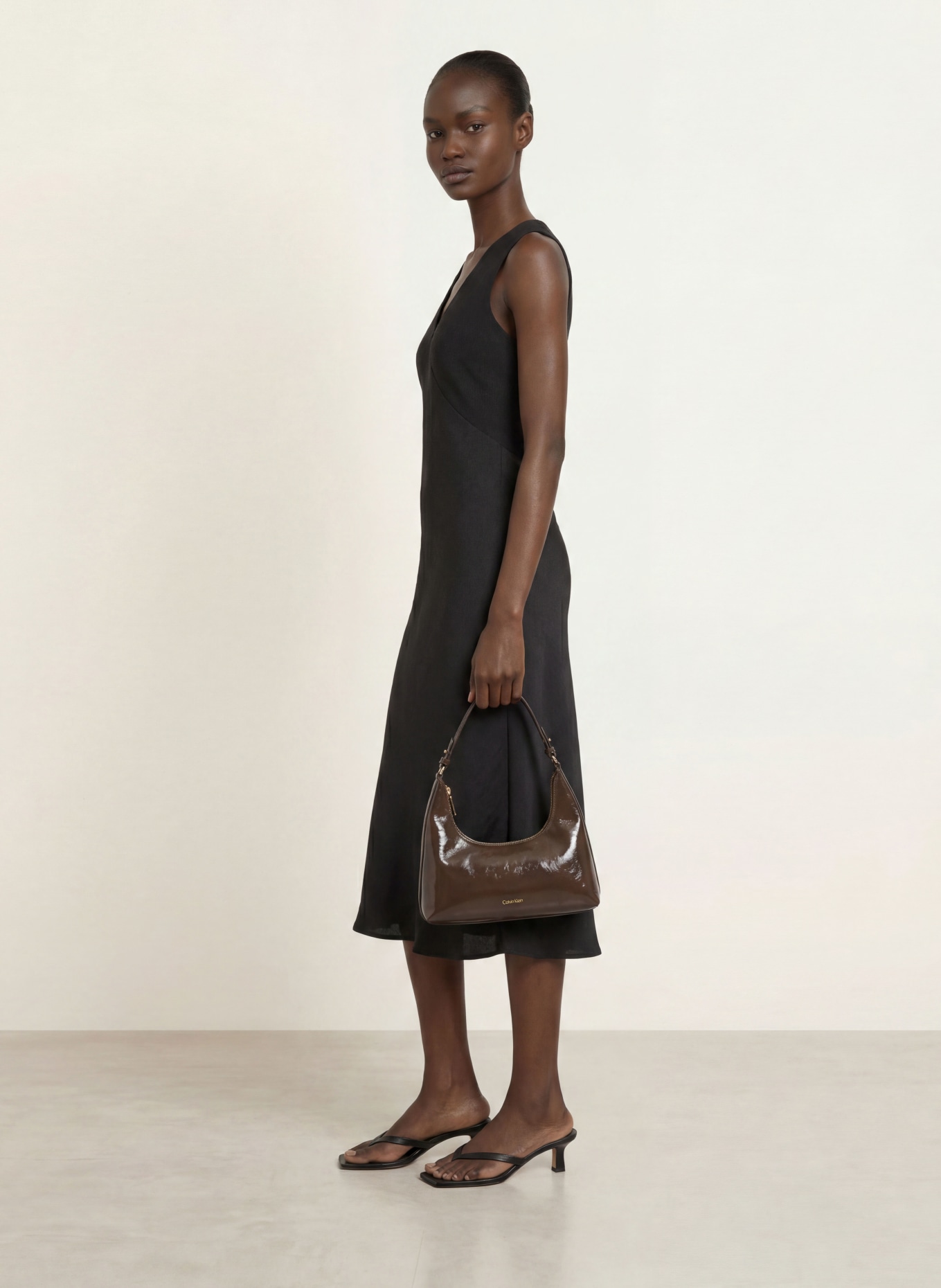 Calvin Klein Mixed-fabric dress: BLACK