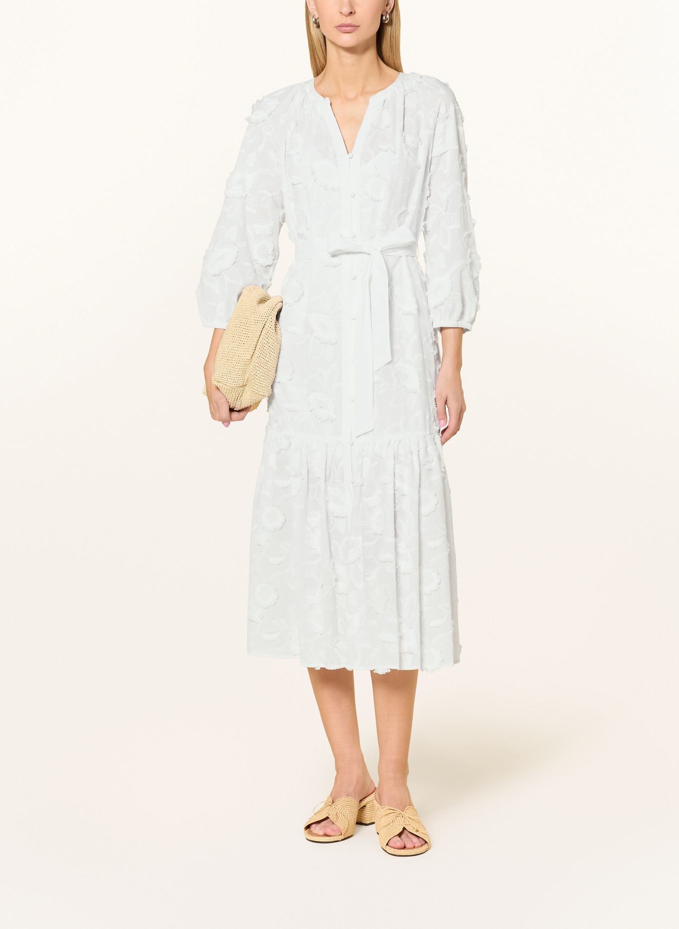 comma Kleid mit 3/4-Arm: WEISS