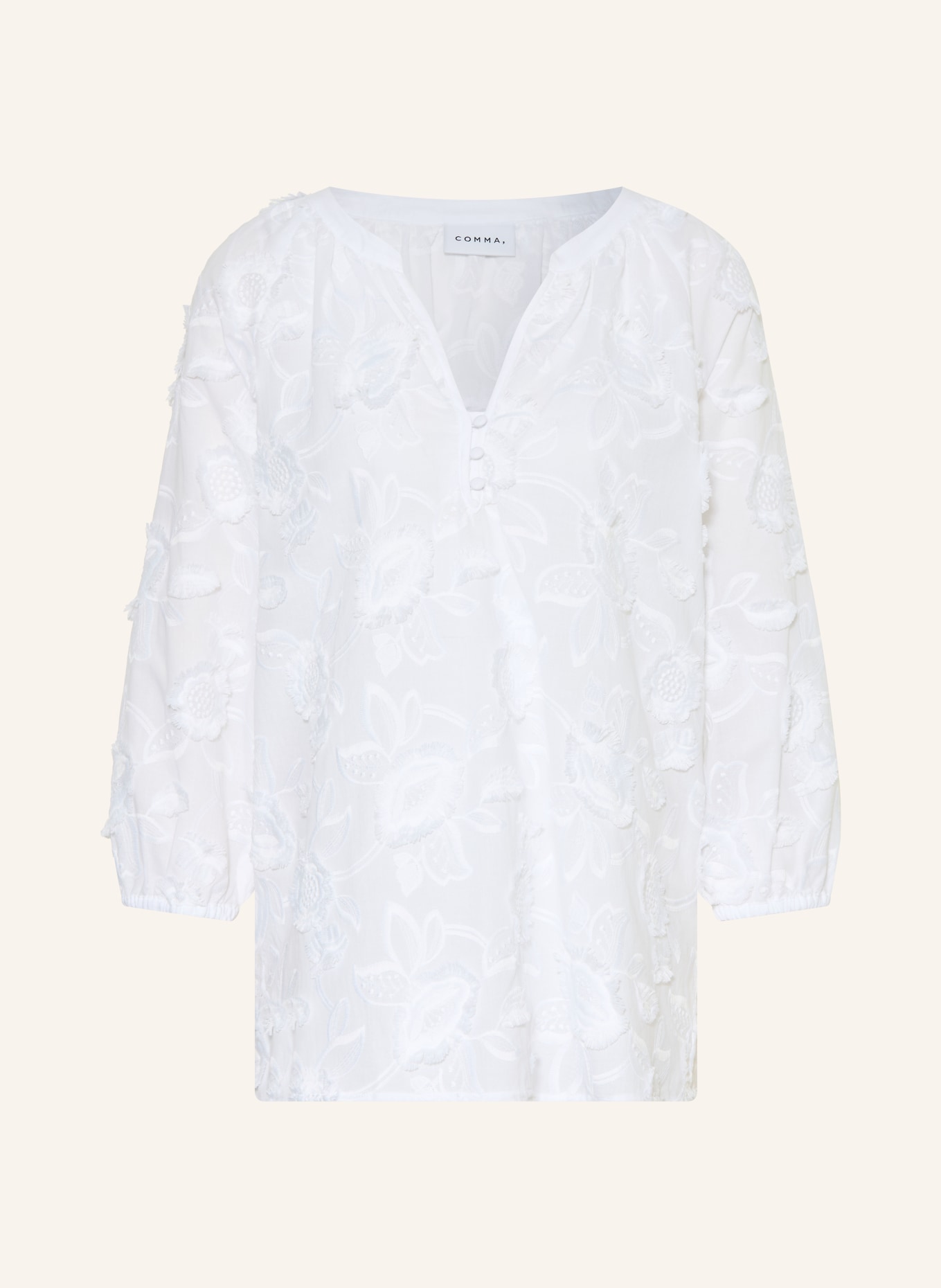comma Blusenshirt mit 3/4-Arm: WEISS