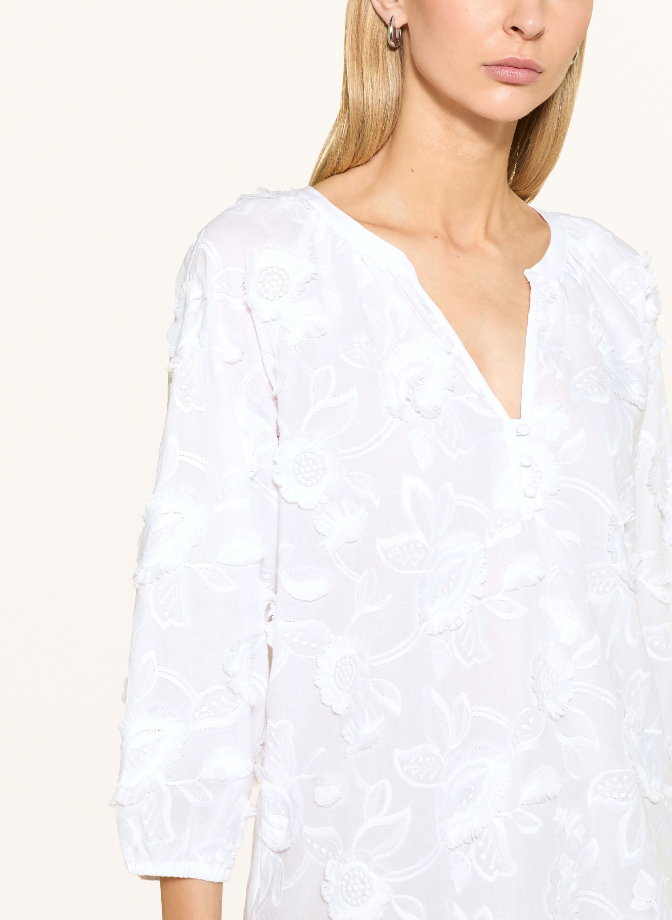 comma Blusenshirt mit 3/4-Arm: WEISS