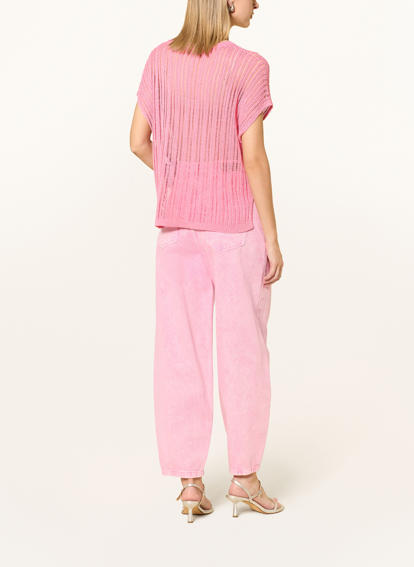 comma Strickshirt mit Glitzergarn: ROSA / SILBER