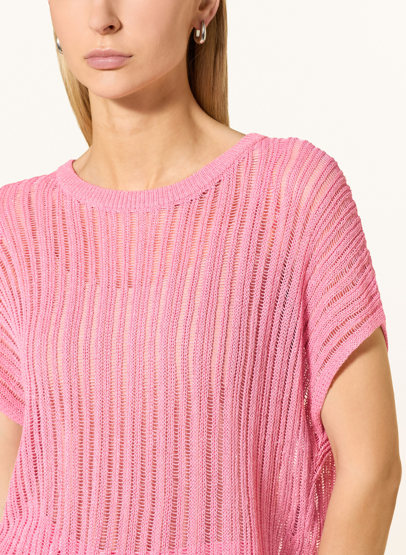 comma Strickshirt mit Glitzergarn: ROSA / SILBER