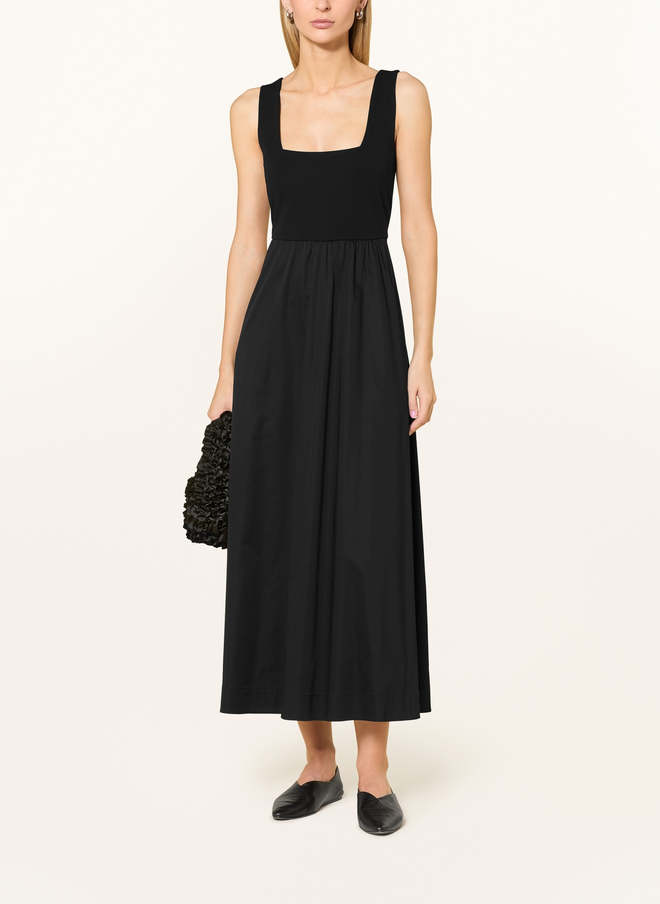 comma Kleid im Materialmix: SCHWARZ