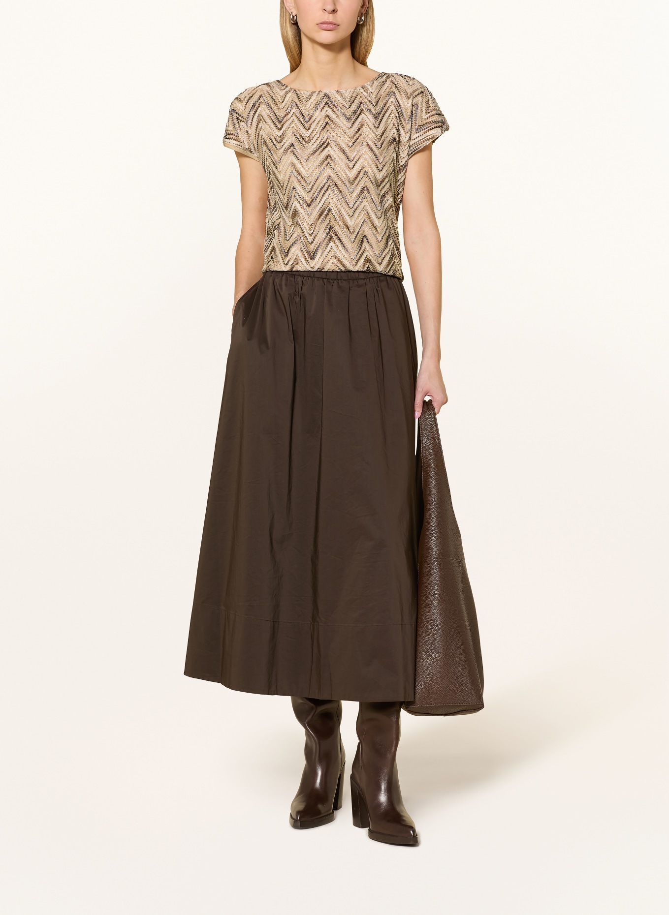 s.Oliver BLACK LABEL Gebreid shirt: LICHTBRUIN / BRUIN / BEIGE