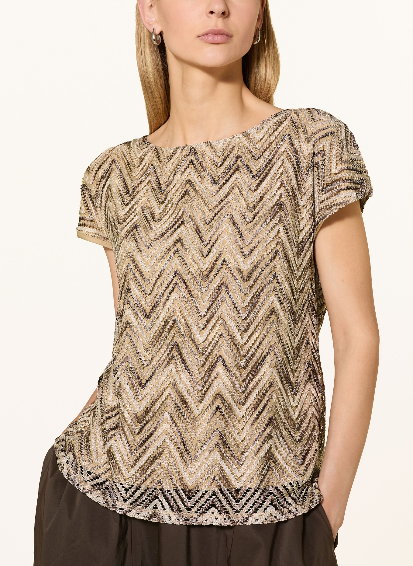 s.Oliver BLACK LABEL Gebreid shirt: LICHTBRUIN / BRUIN / BEIGE