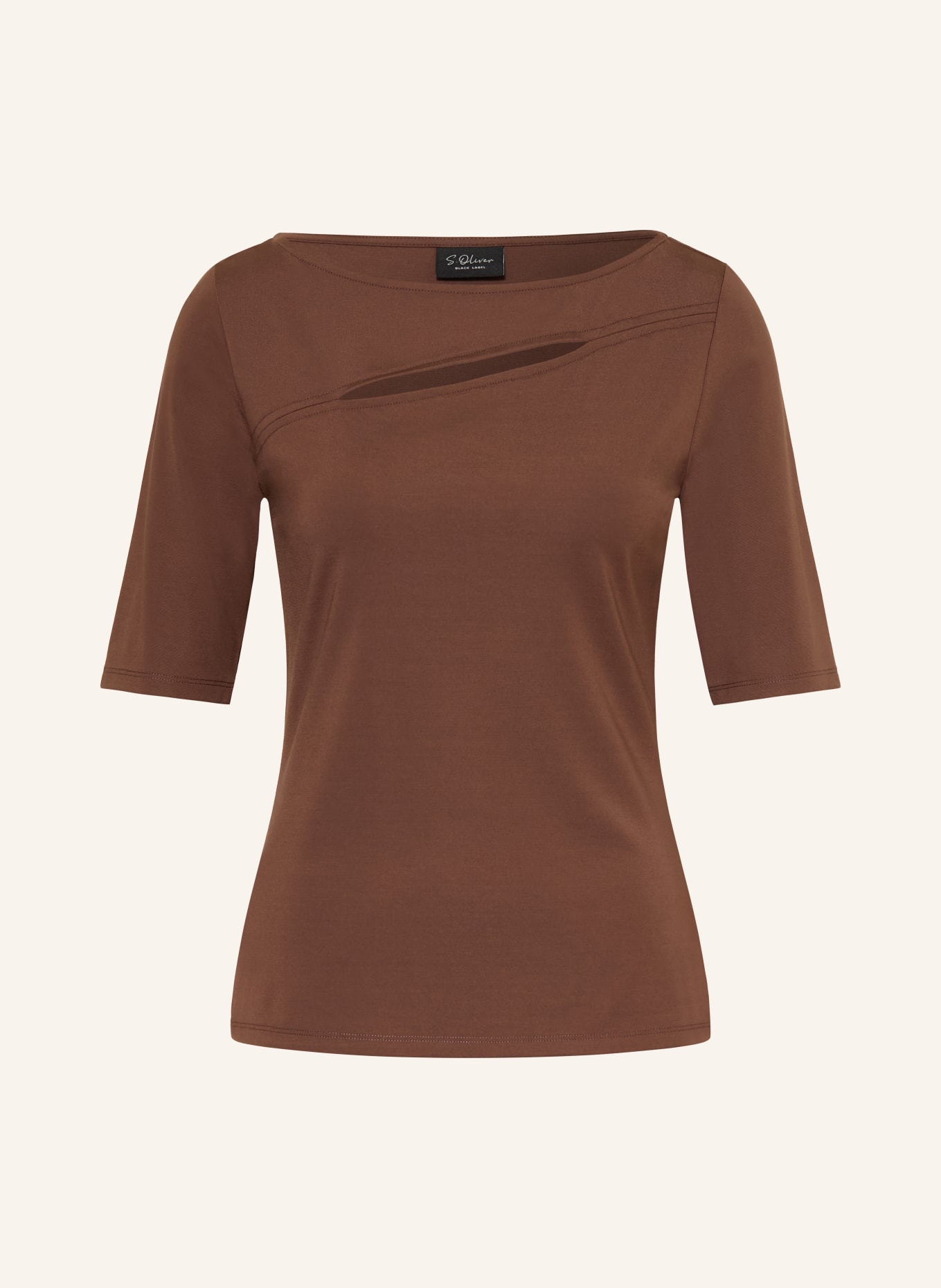 s.Oliver BLACK LABEL T-Shirt mit Cut-out: DUNKELBRAUN