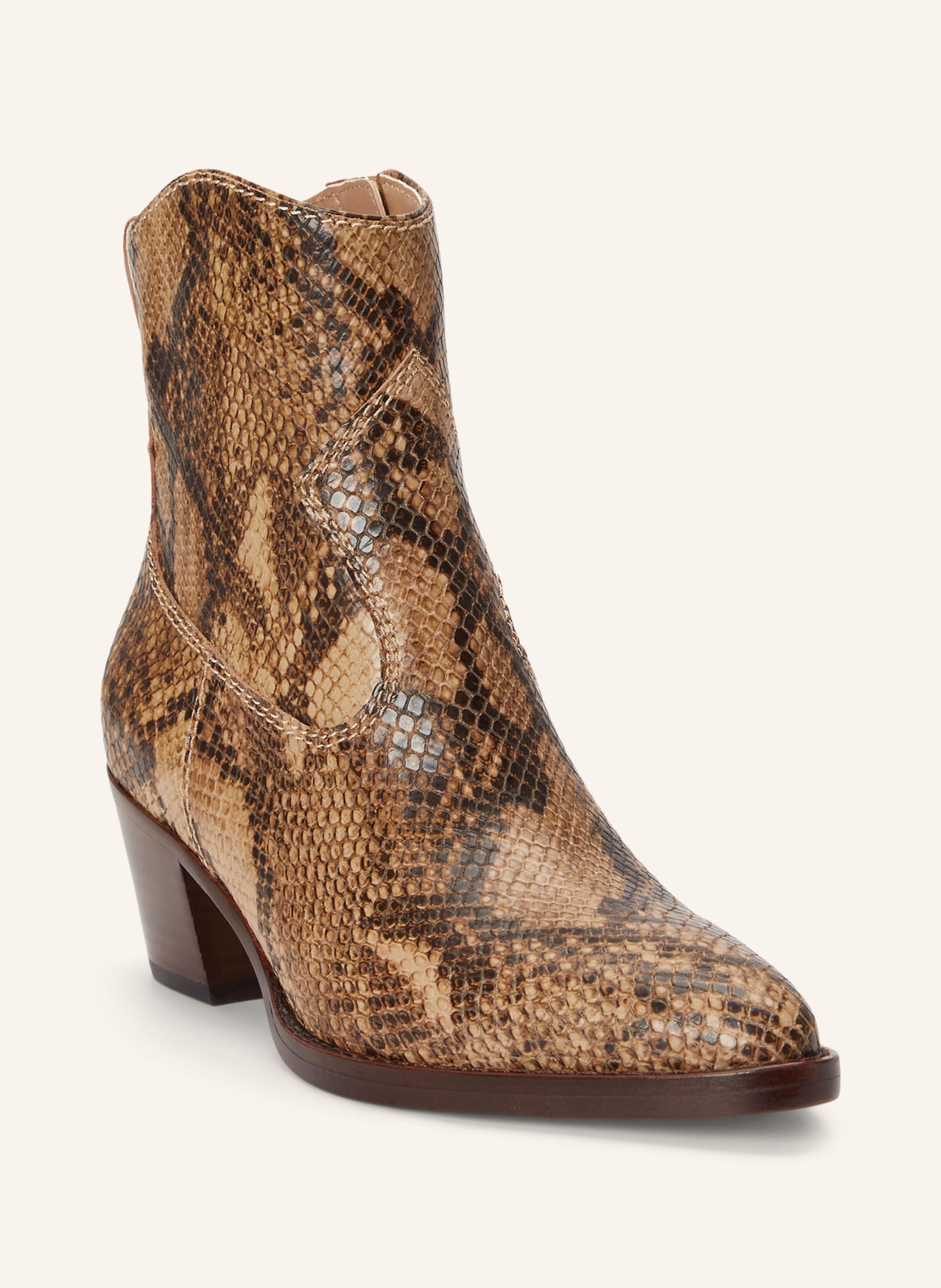 LAUREN RALPH LAUREN Cowboy Boots: BEIGE / DUNKELBRAUN