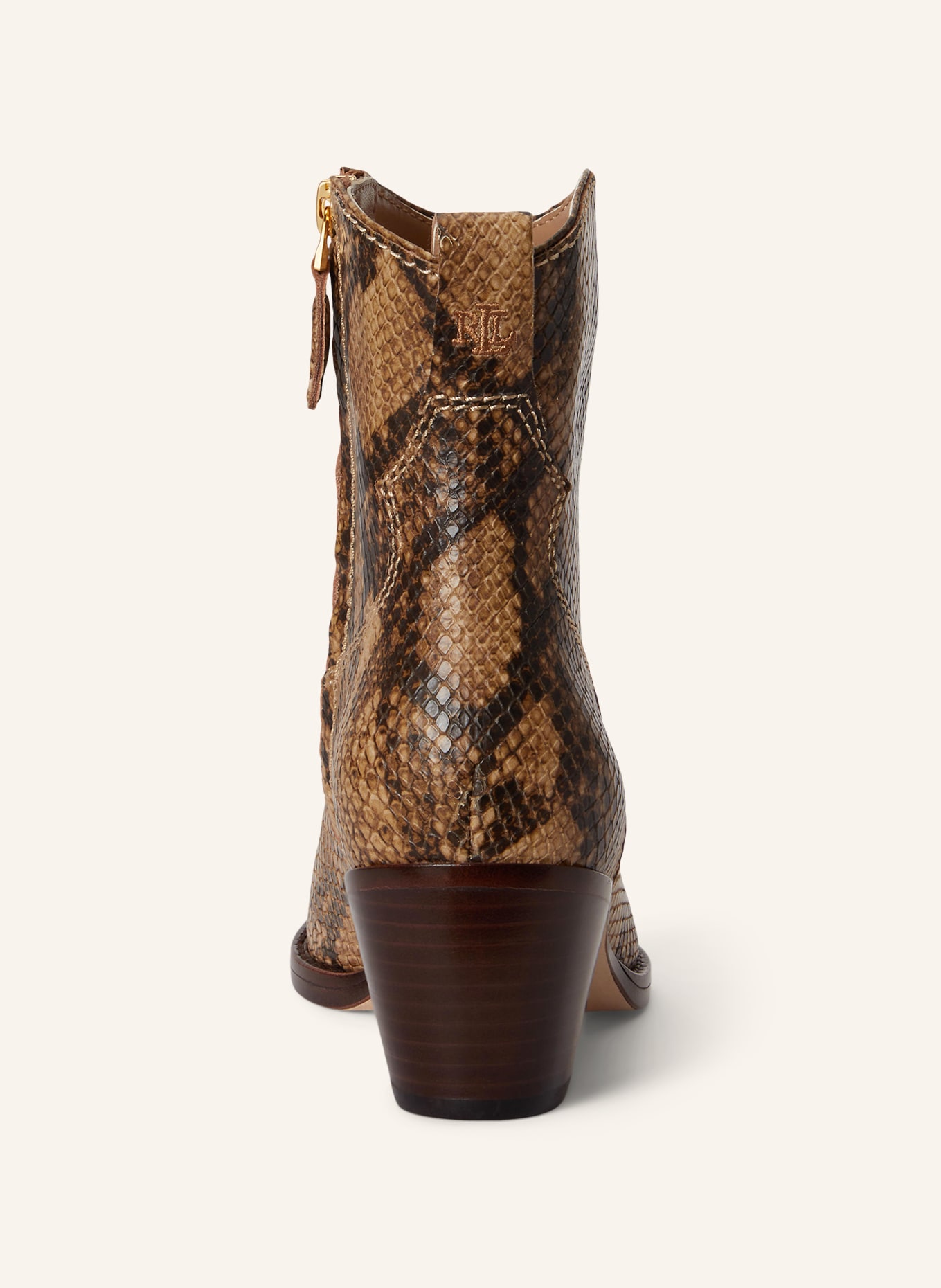 LAUREN RALPH LAUREN Cowboy Boots: BEIGE / DUNKELBRAUN