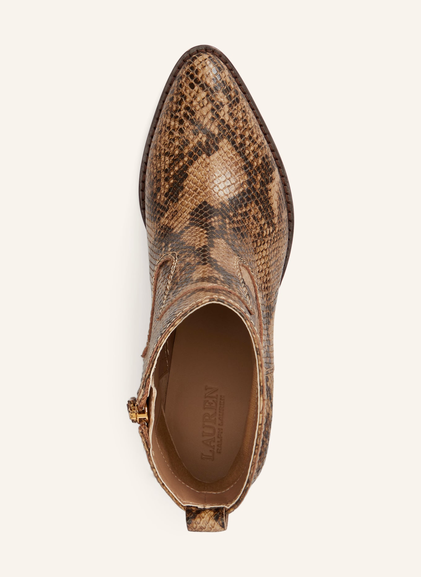 LAUREN RALPH LAUREN Cowboy Boots: BEIGE / DUNKELBRAUN