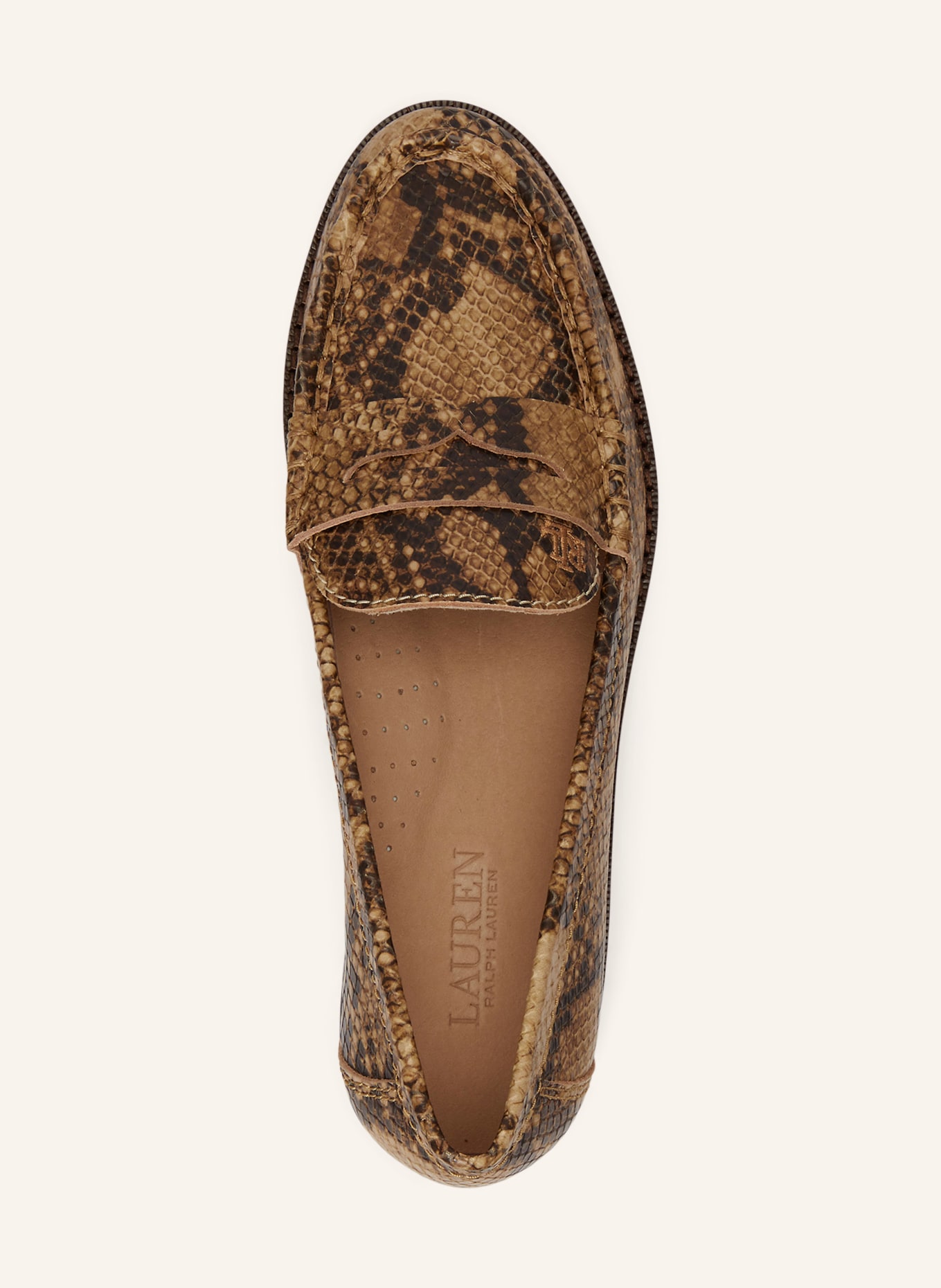 LAUREN RALPH LAUREN Penny-Loafer: BEIGE / DUNKELBRAUN