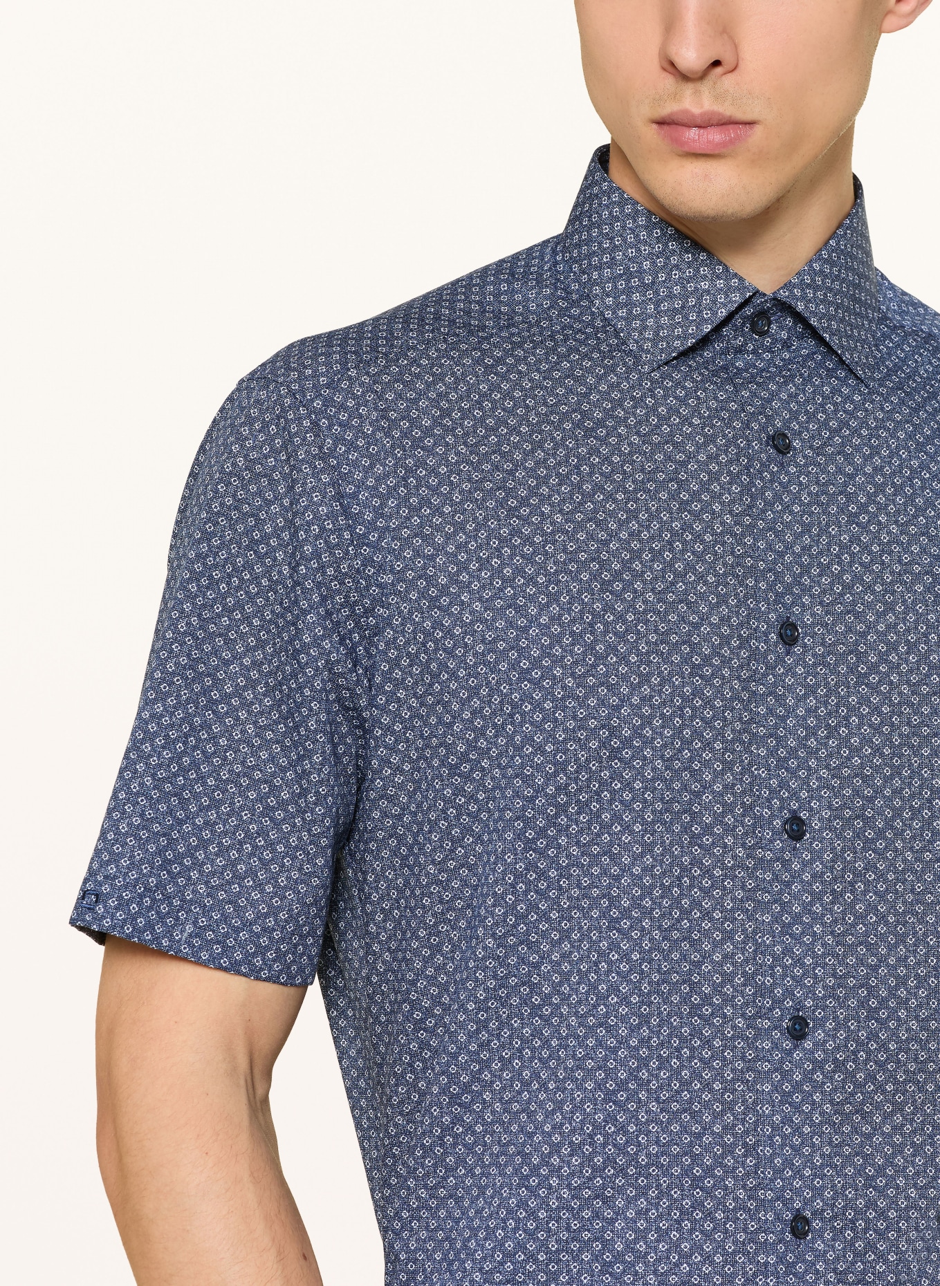 OLYMP Kurzarm-Hemd Luxor modern fit: DUNKELBLAU / WEISS