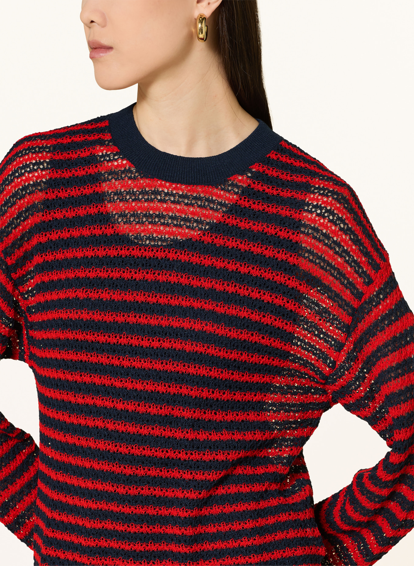 TOMMY HILFIGER Pullover: ROT / DUNKELBLAU