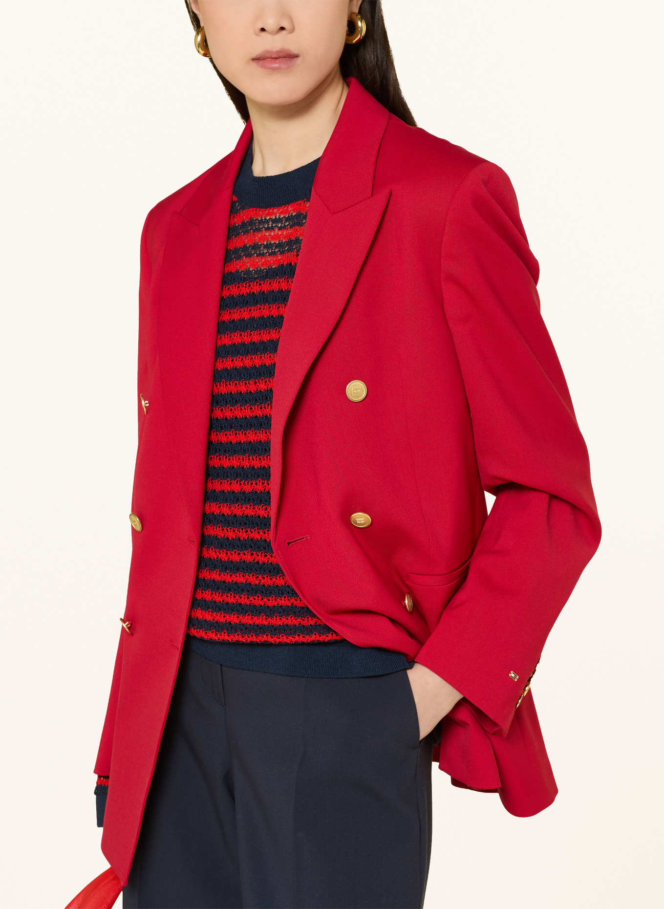 TOMMY HILFIGER Pullover: ROT / DUNKELBLAU