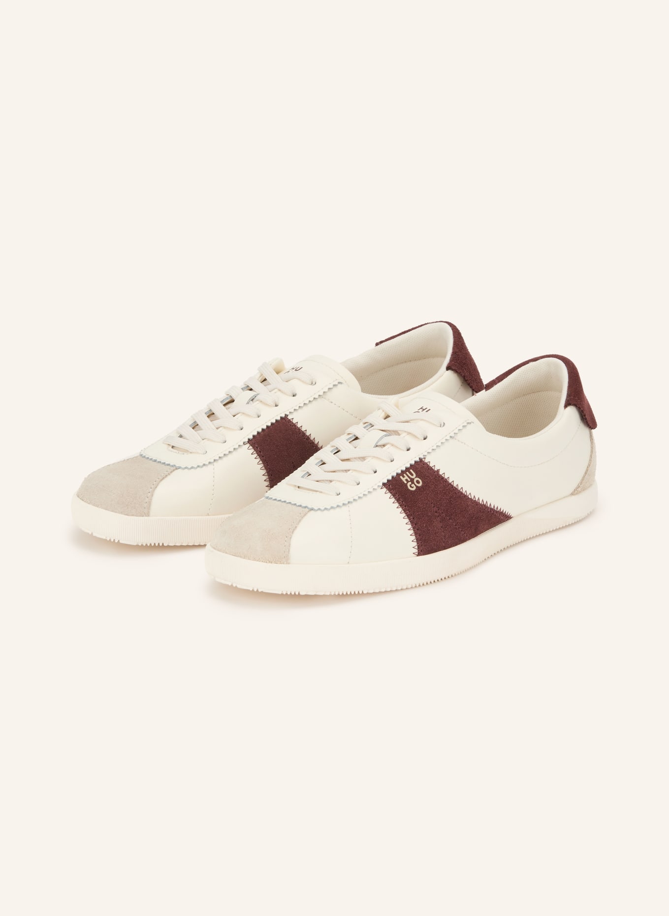 HUGO Sneaker SERENATA: WEISS / GRAU / DUNKELROT