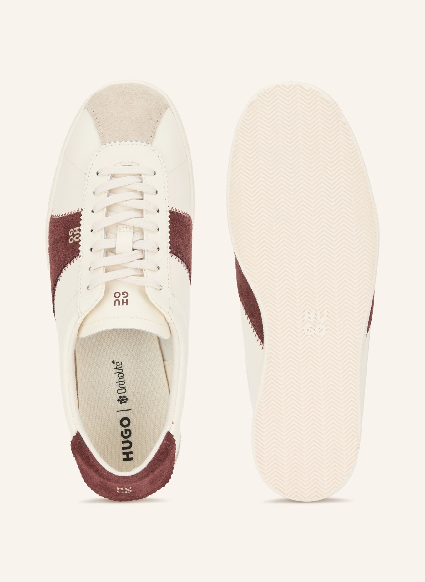 HUGO Sneaker SERENATA: WEISS / GRAU / DUNKELROT