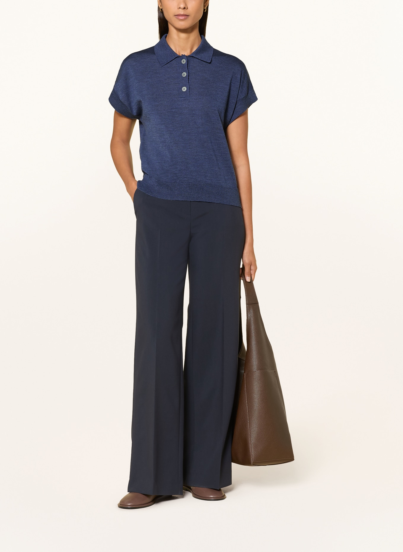 MAERZ MUENCHEN Strick-Poloshirt: BLAU