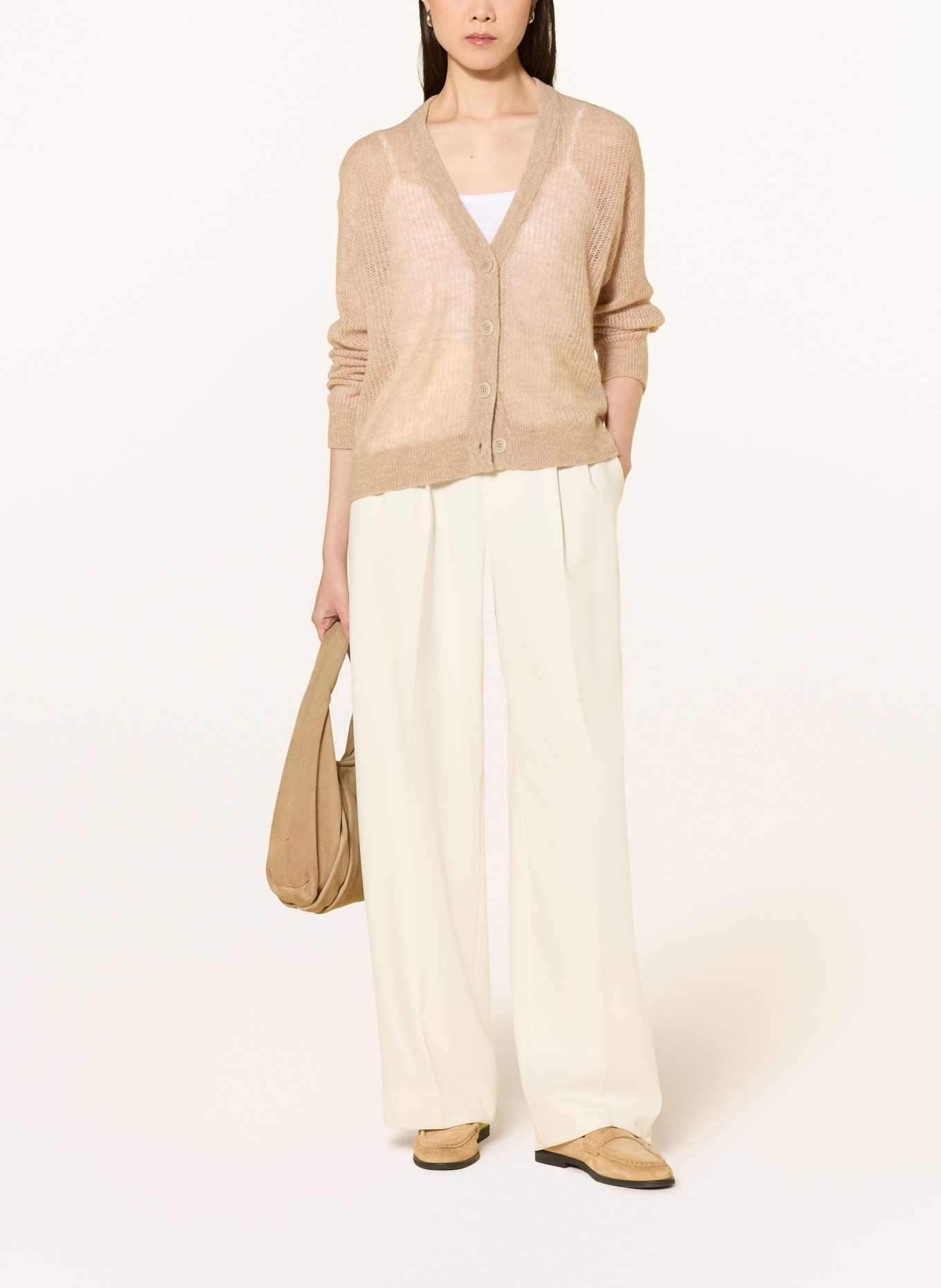 MAERZ MUENCHEN Strickjacke mit Alpaka: BEIGE