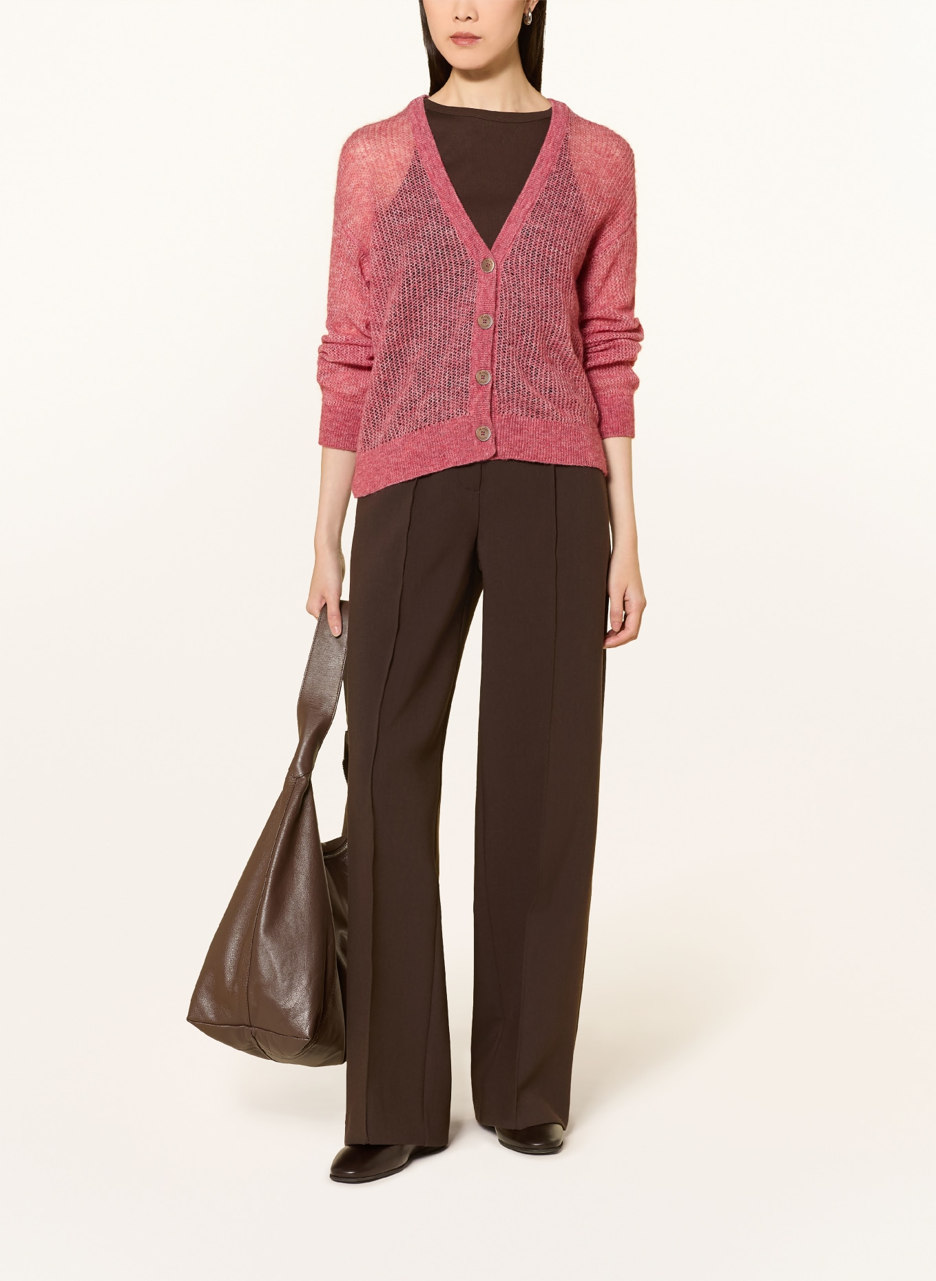MAERZ MUENCHEN Strickjacke mit Alpaka: HELLROT