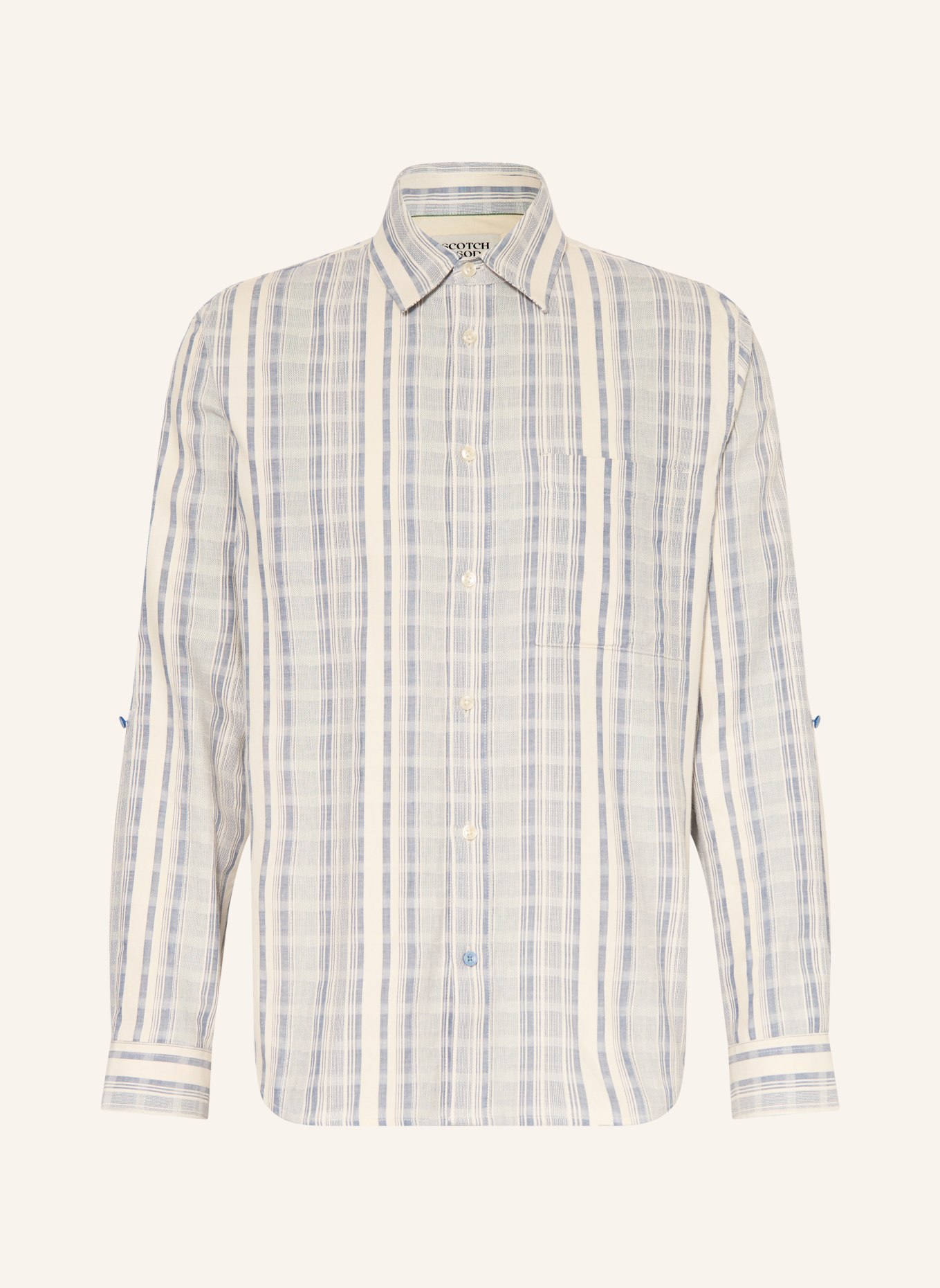 SCOTCH & SODA Overhemd met relaxte pasvorm: BLAUW / CRÈME