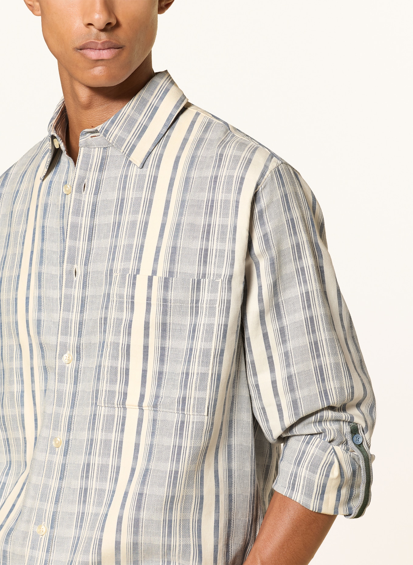 SCOTCH & SODA Overhemd met relaxte pasvorm: BLAUW / CRÈME