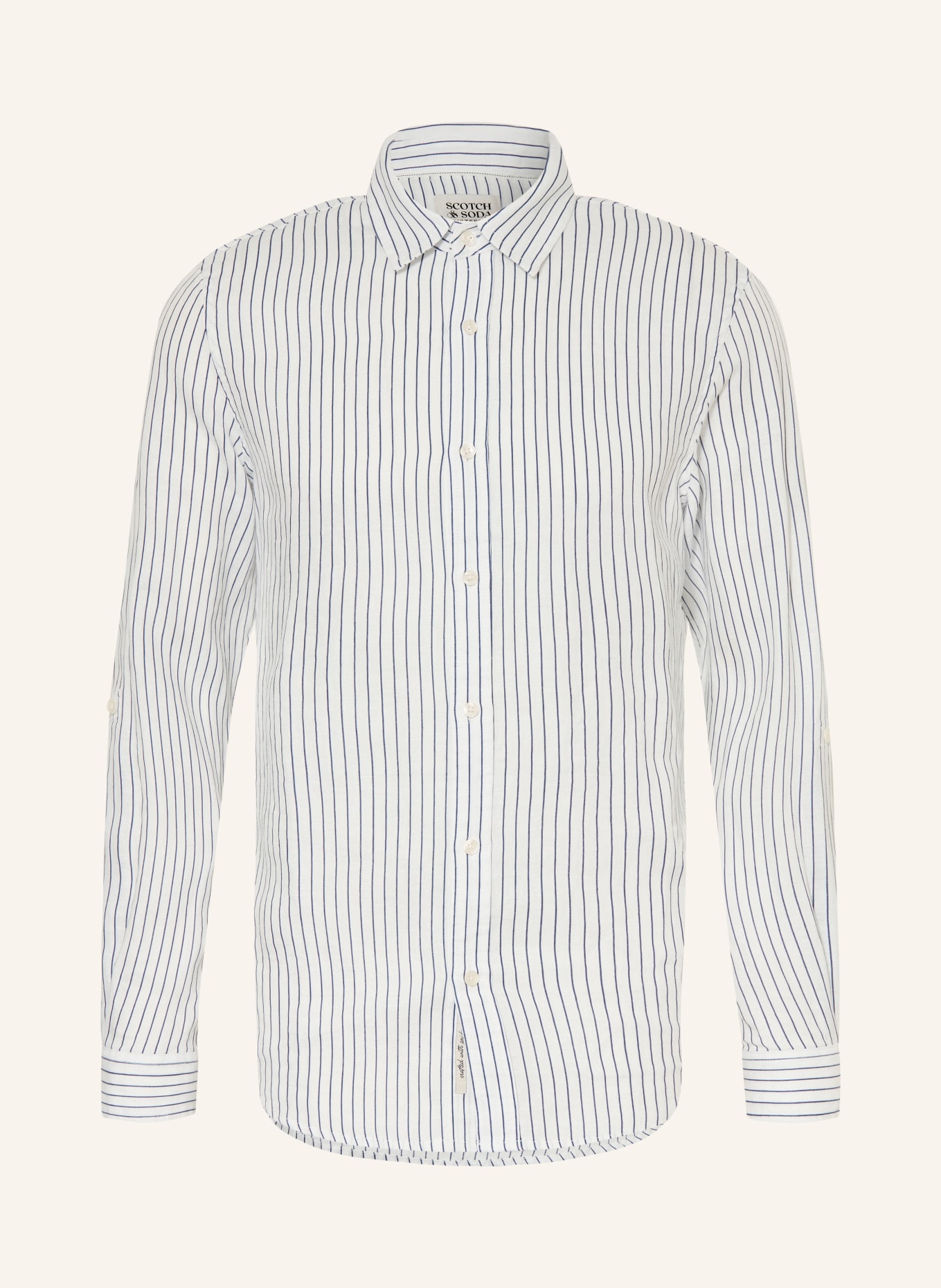 SCOTCH & SODA Linen Shirt, Regular Fit: WHITE / DARK BLUE