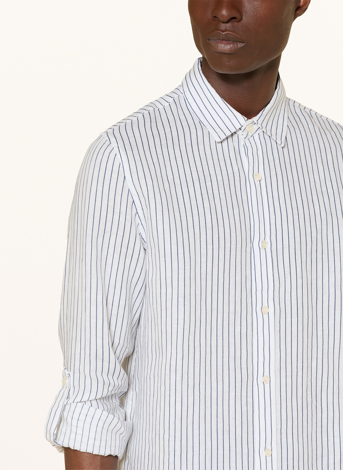 SCOTCH & SODA Linen Shirt, Regular Fit: WHITE / DARK BLUE