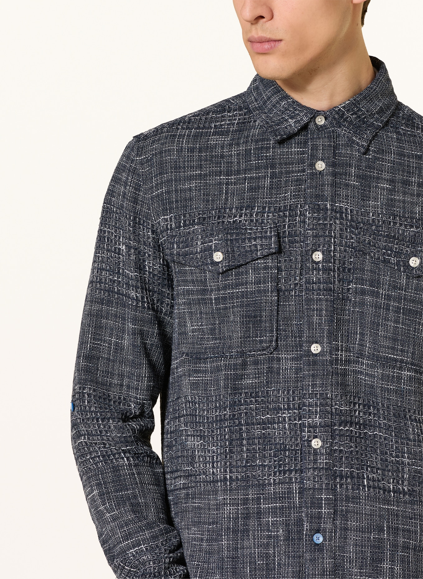 SCOTCH & SODA Overshirt: DUNKELBLAU / WEISS