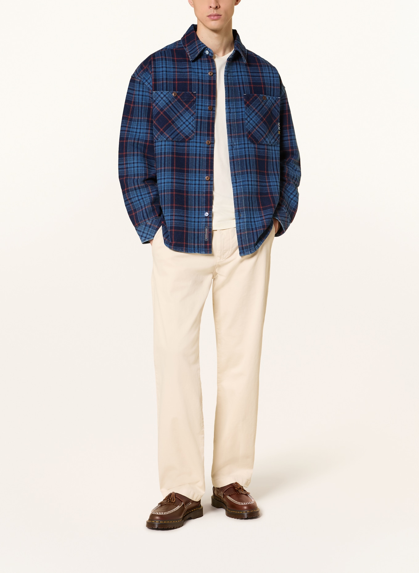SCOTCH & SODA Jeans-Overshirt Loose Fit: DUNKELBLAU / ROT / BLAU