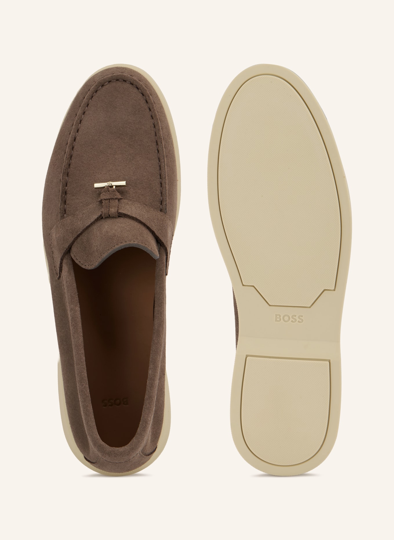 BOSS SIENNE Loafers: DARK BROWN / GOLD