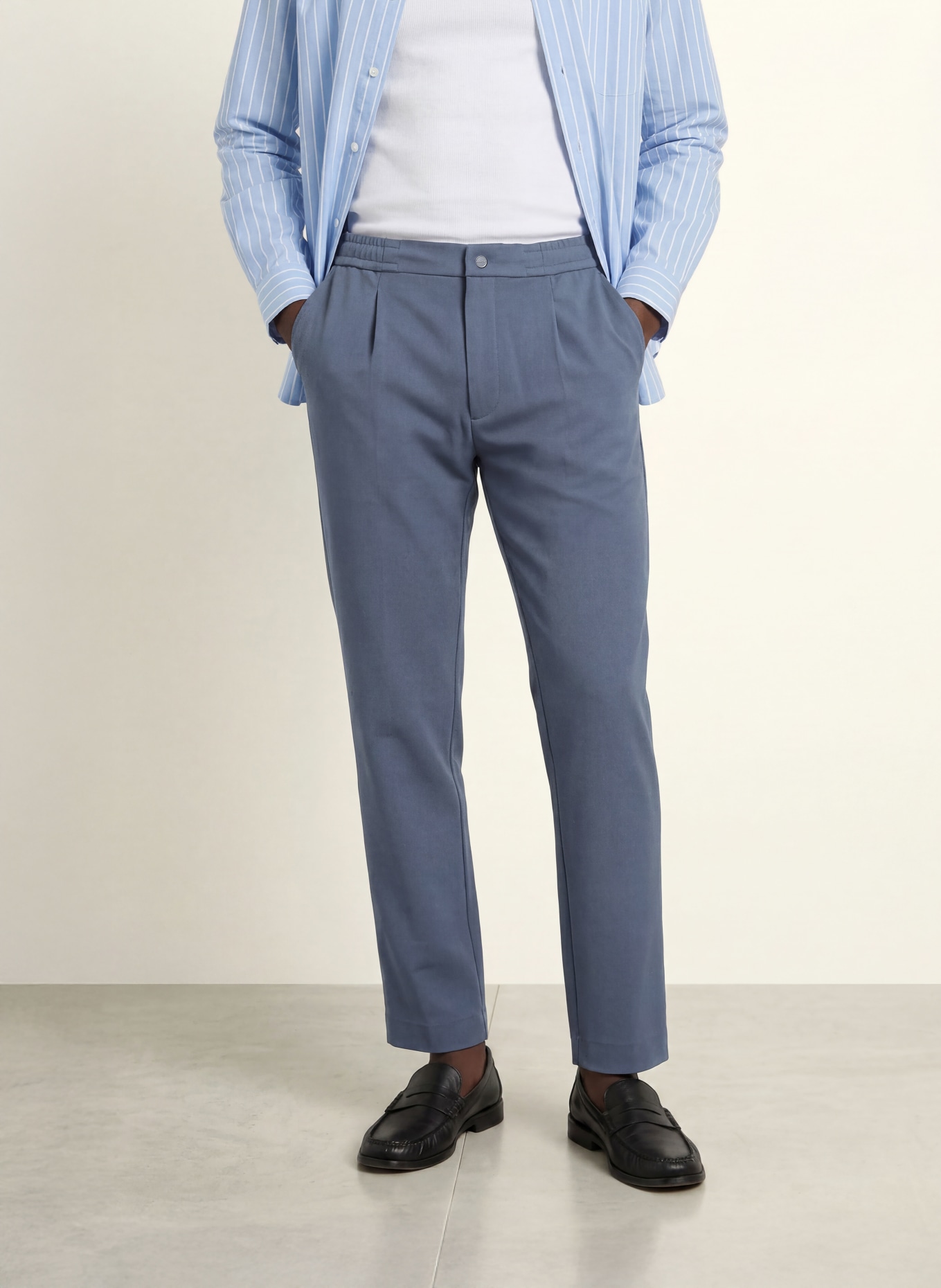 Calvin Klein Jersey jogger-style tapered-fit pants: BLUE