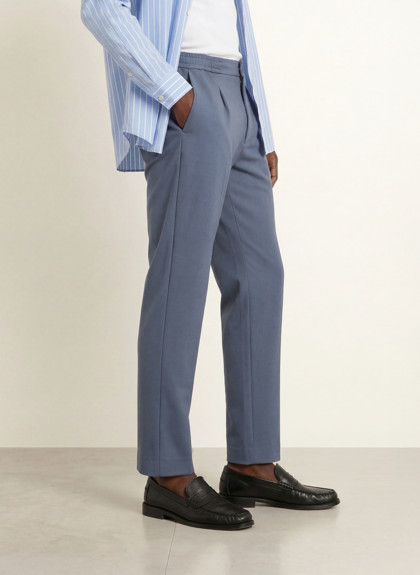 Calvin Klein Jersey jogger-style tapered-fit pants: BLUE