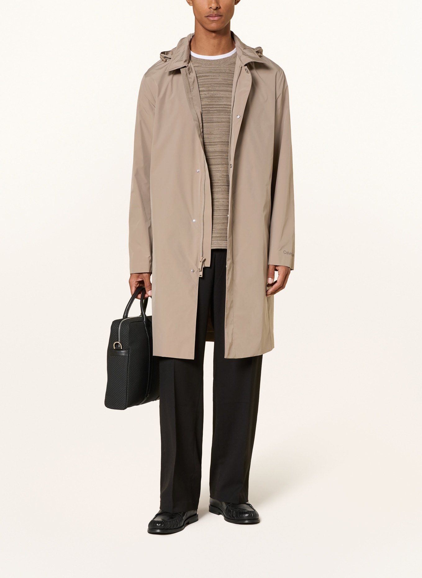 Calvin Klein Coat with detachable hood: BEIGE