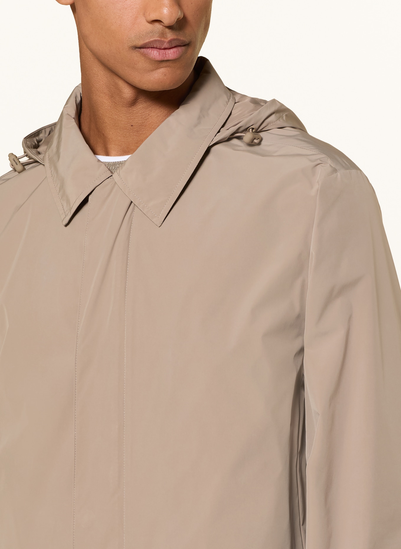 Calvin Klein Coat with detachable hood: BEIGE