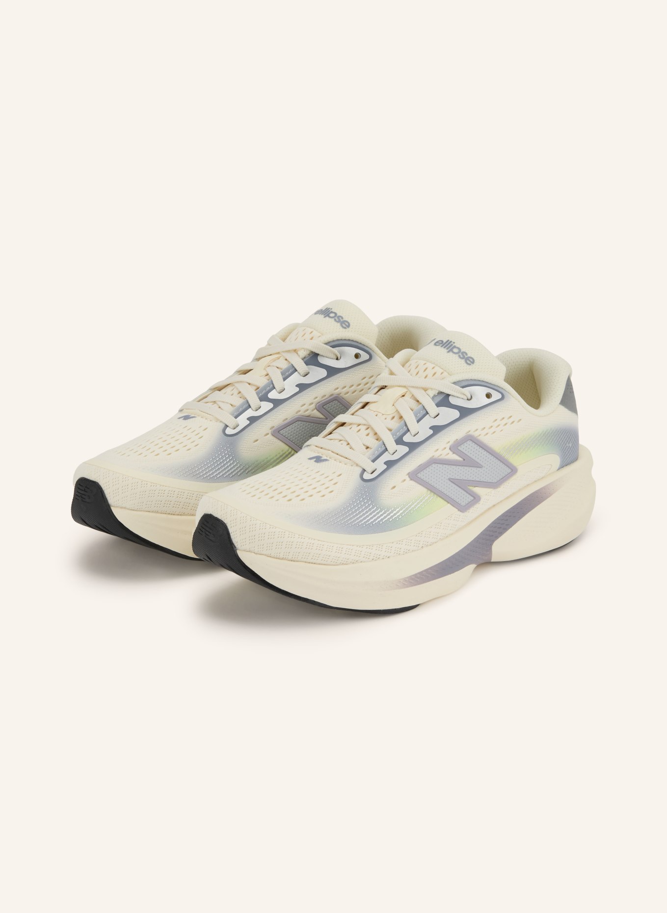 new balance ELLIPSE Running Shoes: WHITE / GRAY / NEON GREEN