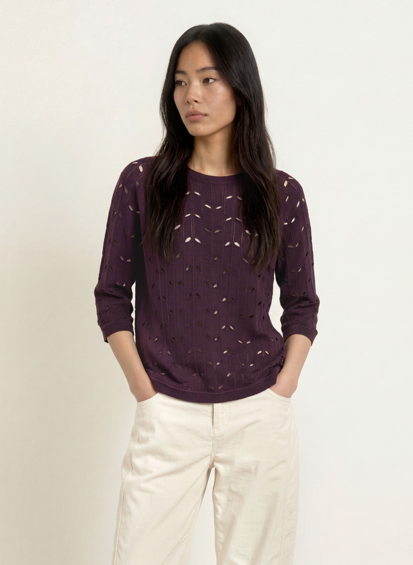 BRAX Pullover NALA mit 3/4-Arm: DUNKELROT