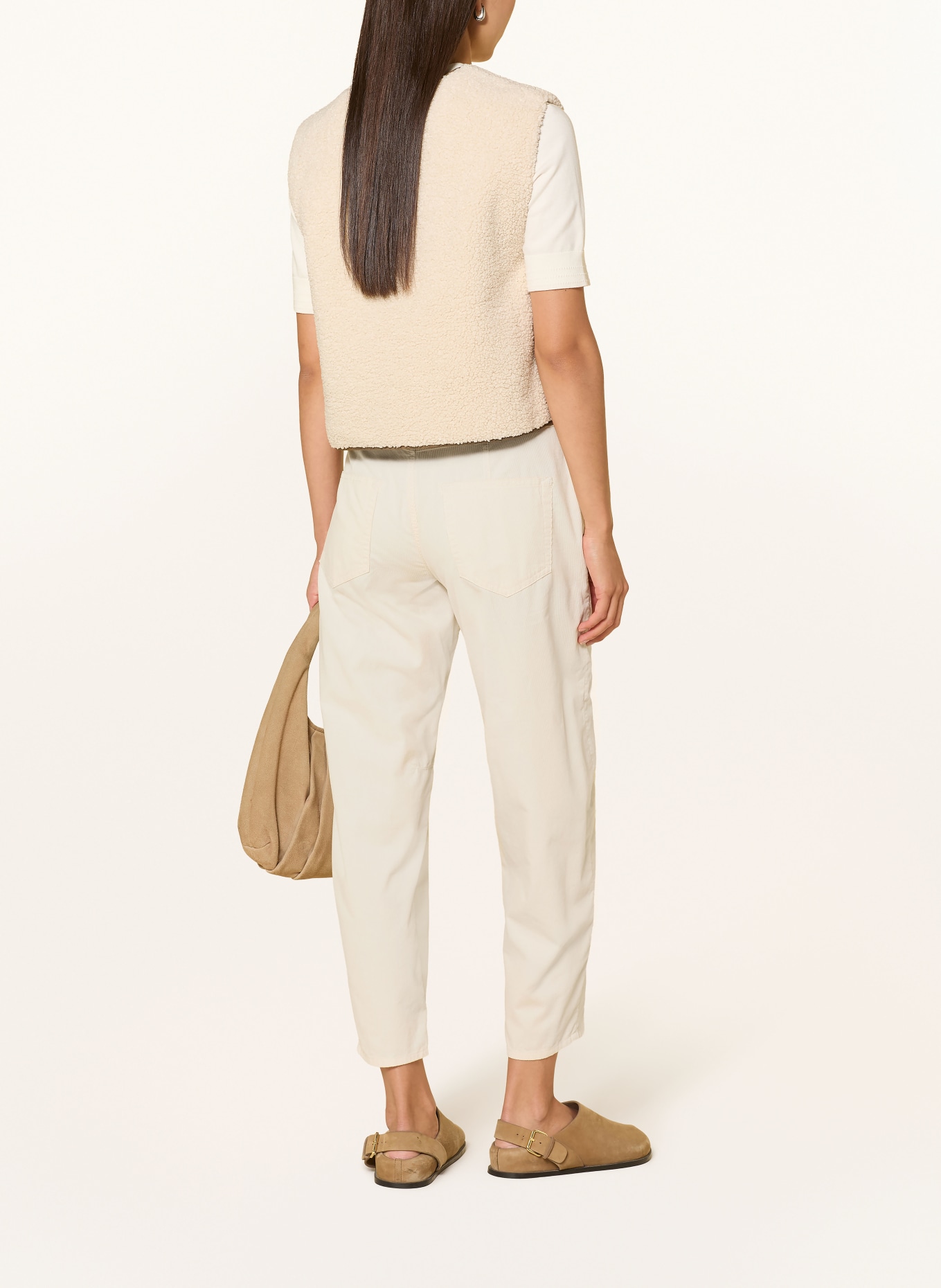 BRAX Pantaloni 7/8 MEGAN din velur: ALB