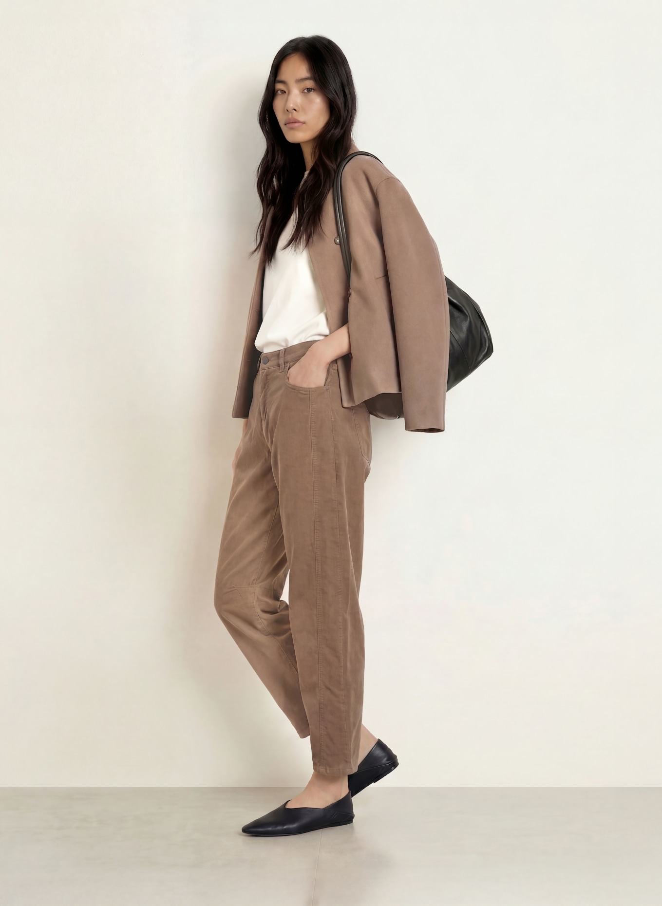 BRAX 7/8-Hose MEGAN aus Cord: TAUPE