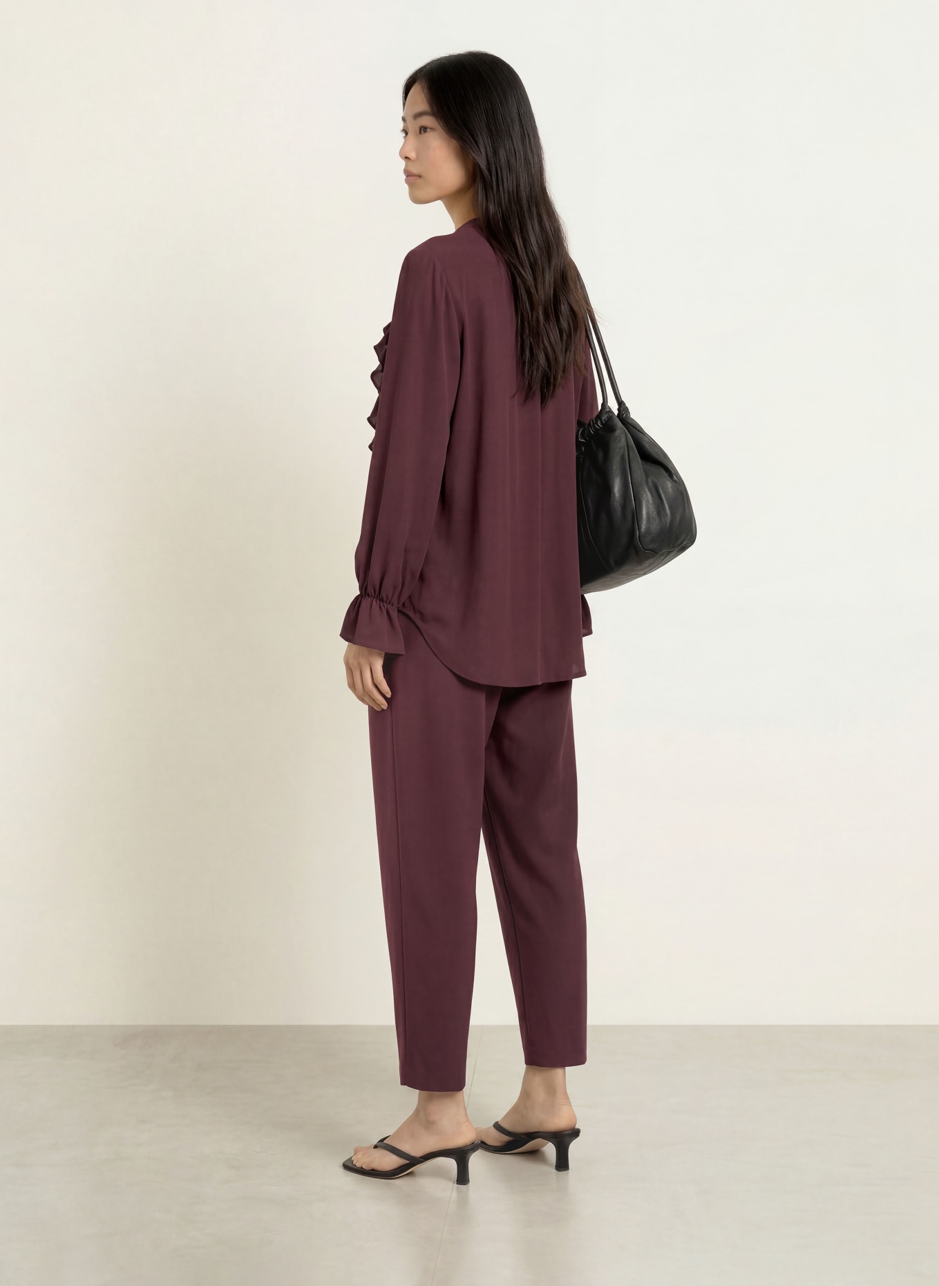 BRAX VIVE-blouse met volants: DONKERROOD